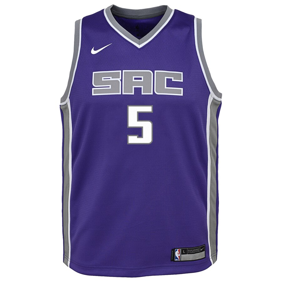 Alternative view of De'aaron Fox Sacramento Kings Youth Swingman Jersey Purple - Icon Edition