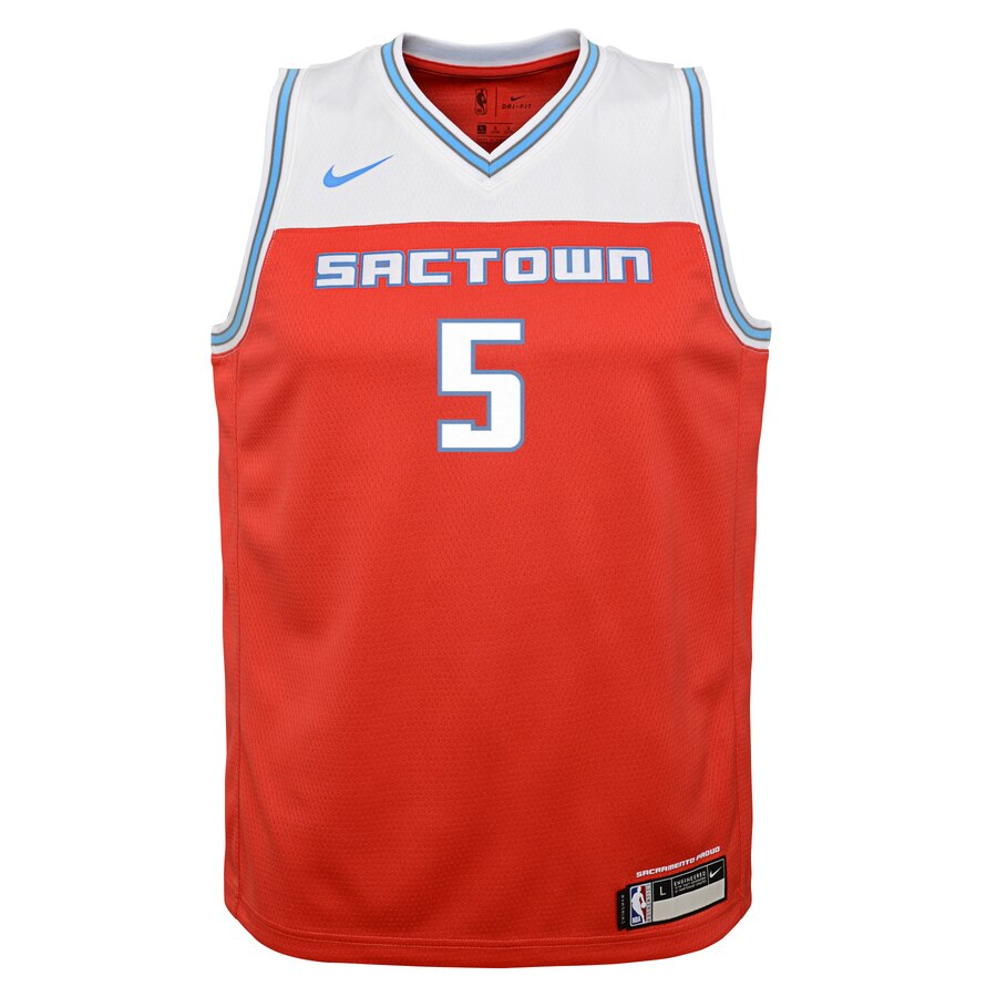 Alternative view of Deaaron Fox Sacramento Kings Youth Swingman Jersey Red - City Edition
