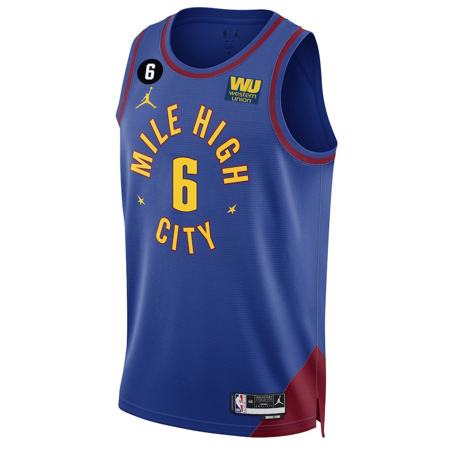 Alternative view of DeAndre Jordan 6 Denver Nuggets Final Champions 2023 Swingman Jersey - Blue - JS330 