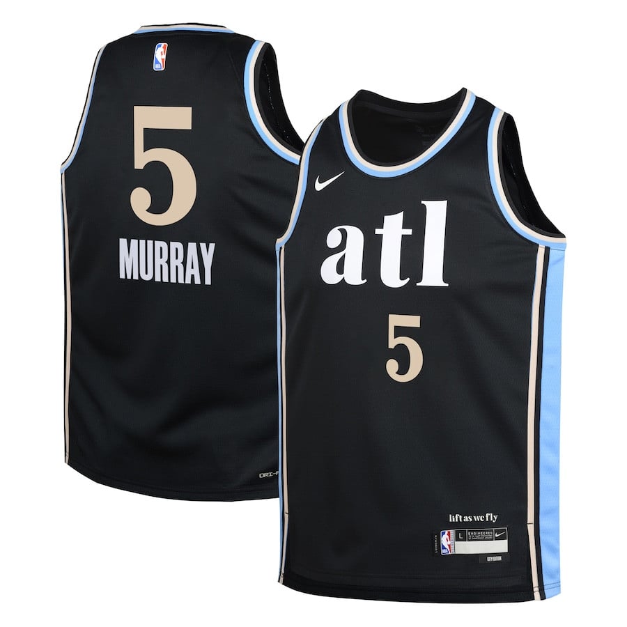 Dejounte Murray 5 Atlanta Hawks 2023/24 City Edition Swingman YOUTH Jersey - Black - JS639 