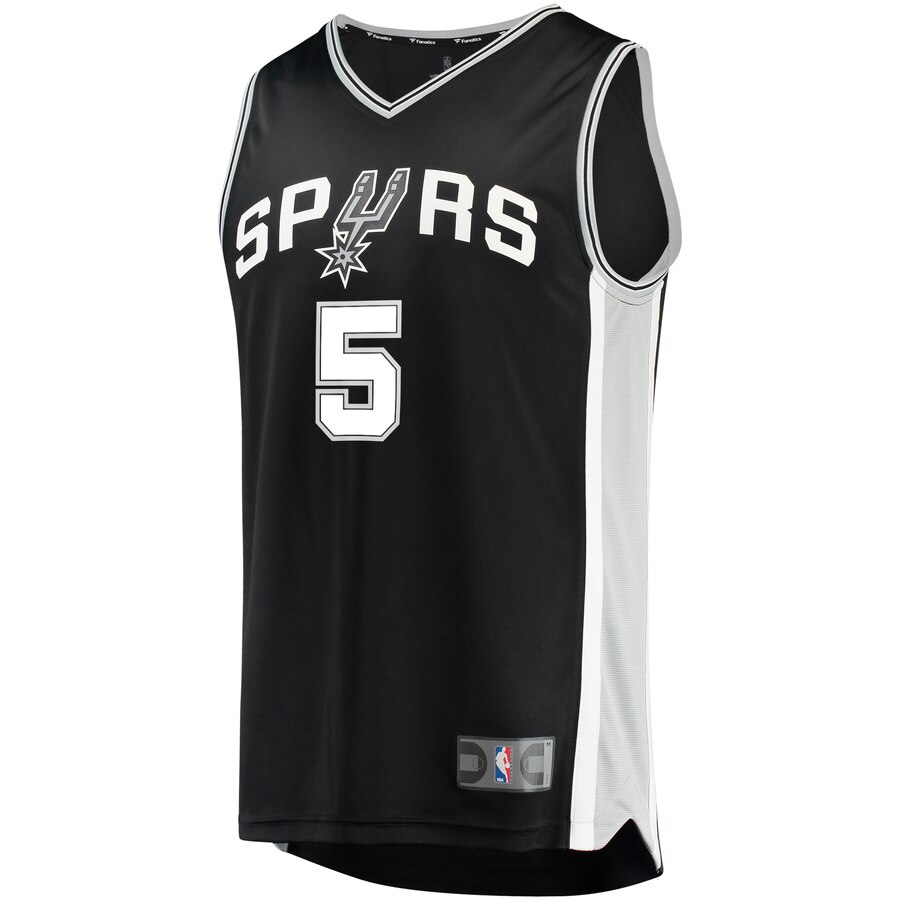 Alternative view of Dejounte Murray San Antonio Spurs Fanatics Branded Fast Break Road Replica Player Jersey Black - Icon Edition
