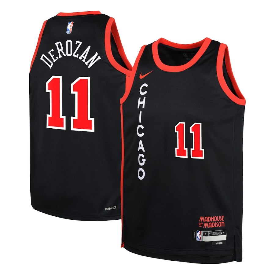 DeMar DeRozan 11 Chicago Bulls 2023/24 City Edition Swingman YOUTH Jersey - Black - JS938 