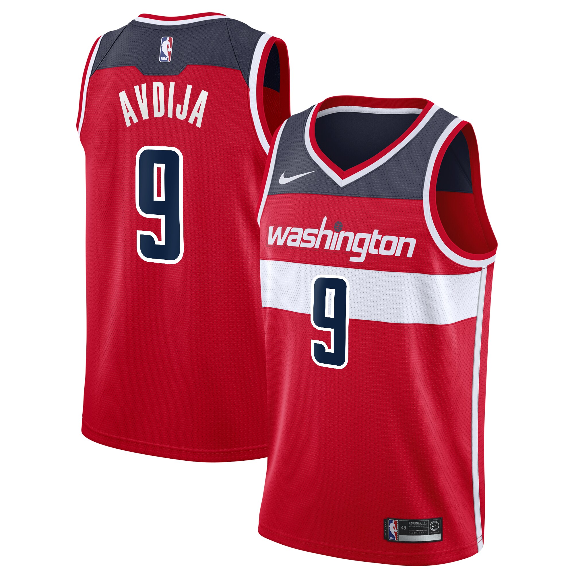 Alternative view of Deni Avdija Washington Wizards 2020/21 Swingman Jersey Red - Icon Edition
