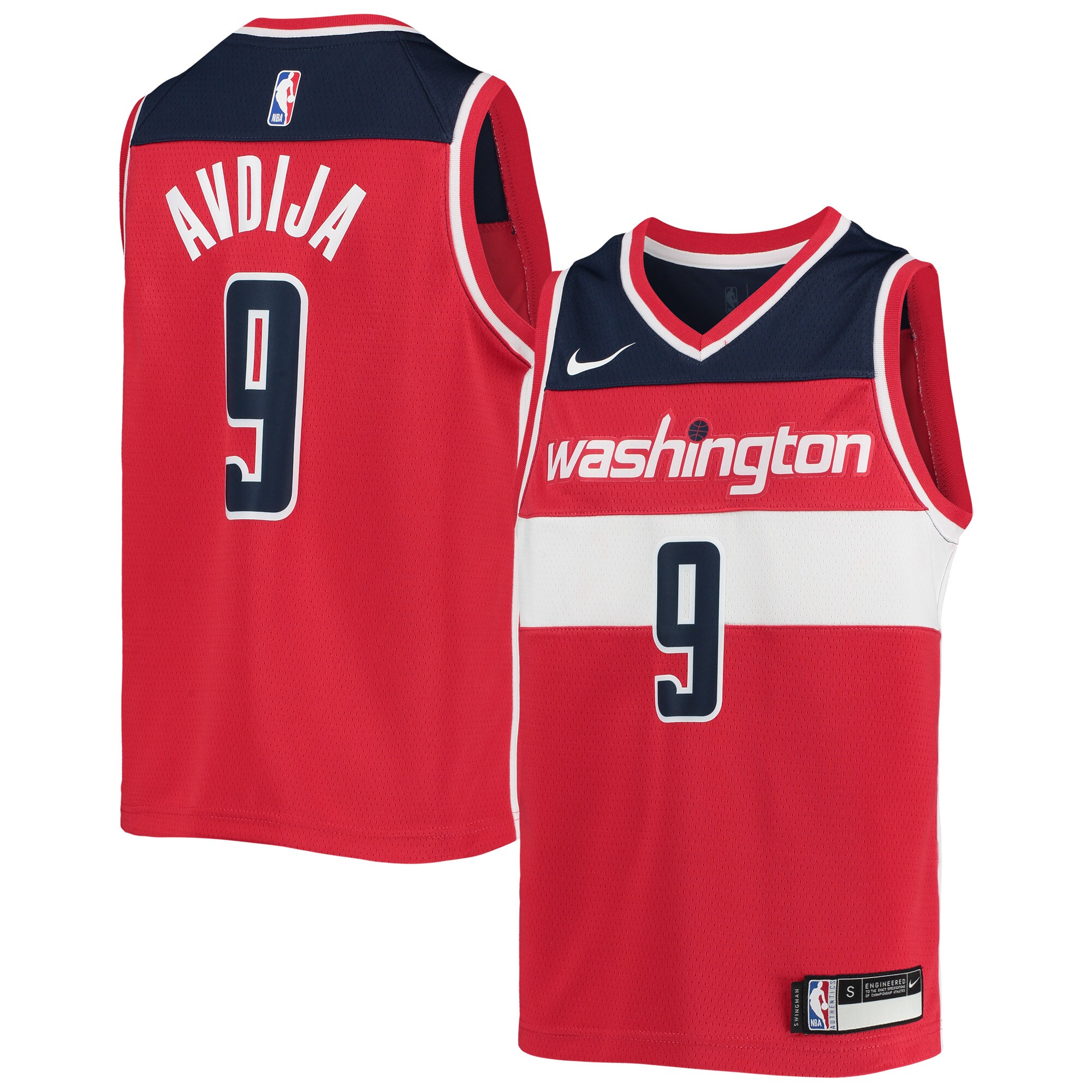 Alternative view of Deni Avdija Washington Wizards Youth 2020/21 Swingman Jersey - Red - Icon Edition