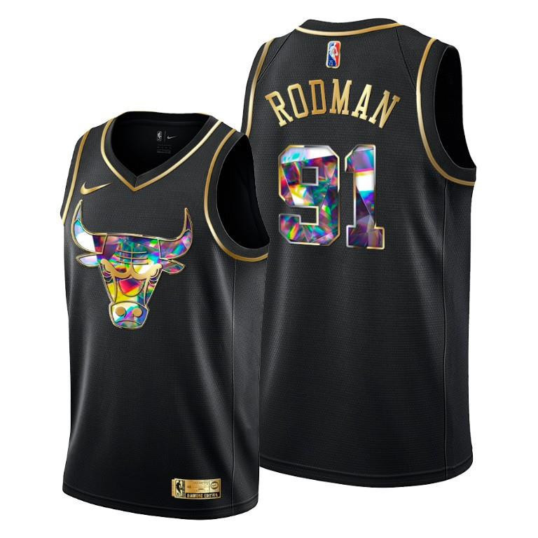 Dennis Rodman 91 Chicago Bulls 75th Anniversary Team Black Jersey - Men - JS955 