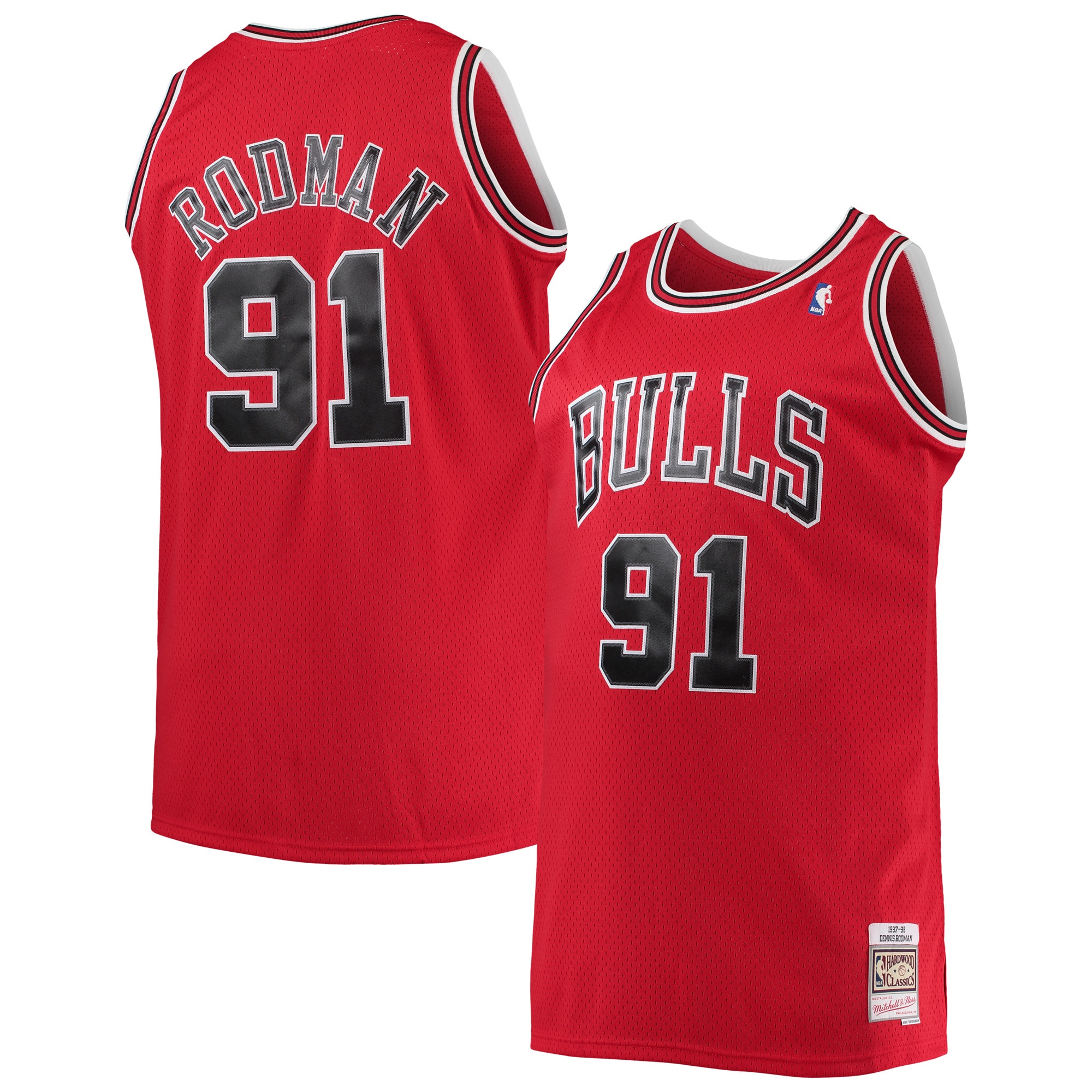 Alternative view of Dennis Rodman Chicago Bulls Mitchell & Ness Big & Tall Hardwood Classics Swingman Jersey - Red
