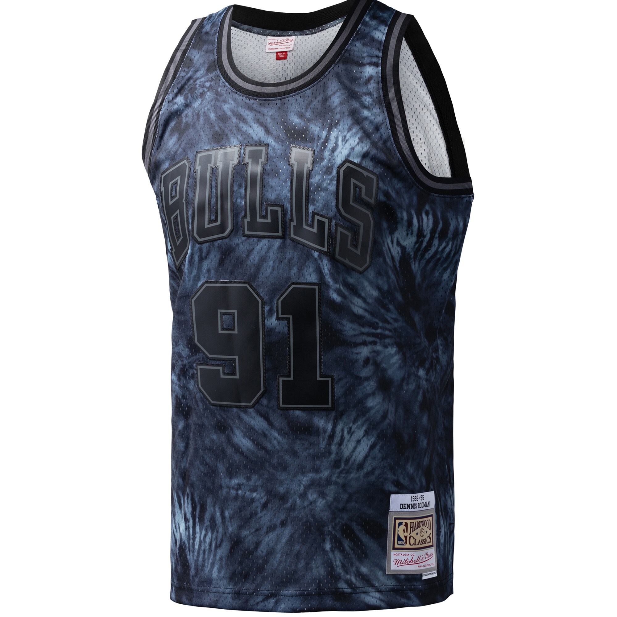 Alternative view of Dennis Rodman Chicago Bulls Mitchell & Ness Hardwood Classics 1995/96 Tie-dye Swingman Jersey - Black
