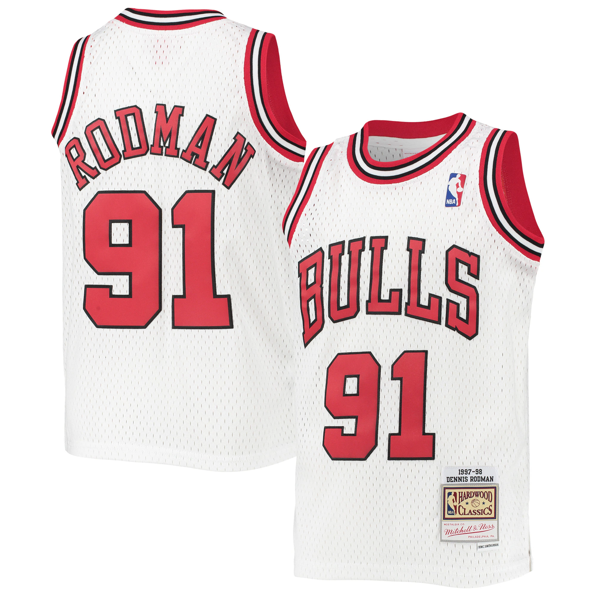 Dennis Rodman Chicago Bulls Mitchell & Ness Youth 1997/98 Hardwood Classics Swingman Jersey - White
