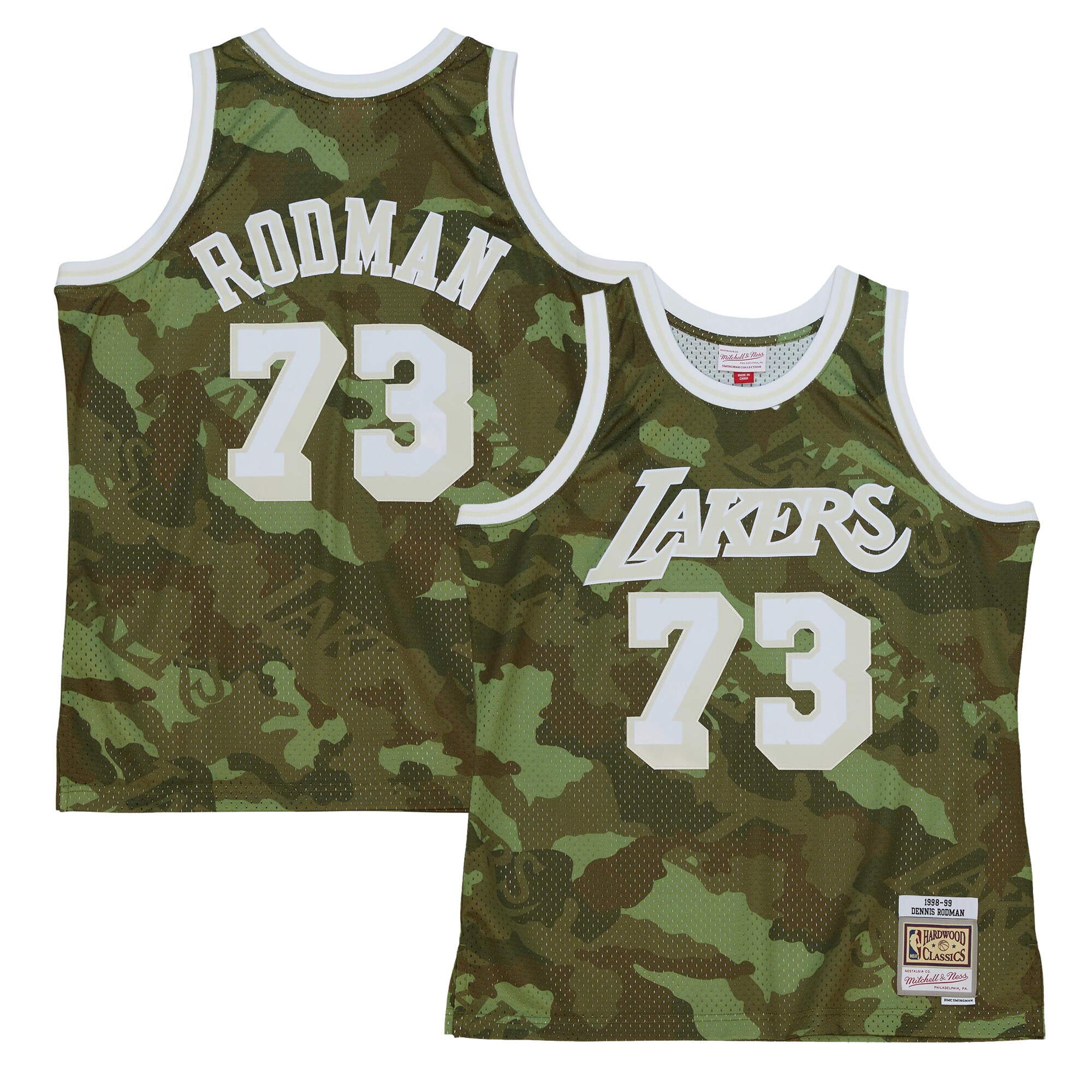 Alternative view of Dennis Rodman Los Angeles Lakers Mitchell & Ness Hardwood Classics 1998/99 Ghost Green Swingman Jersey - Camo