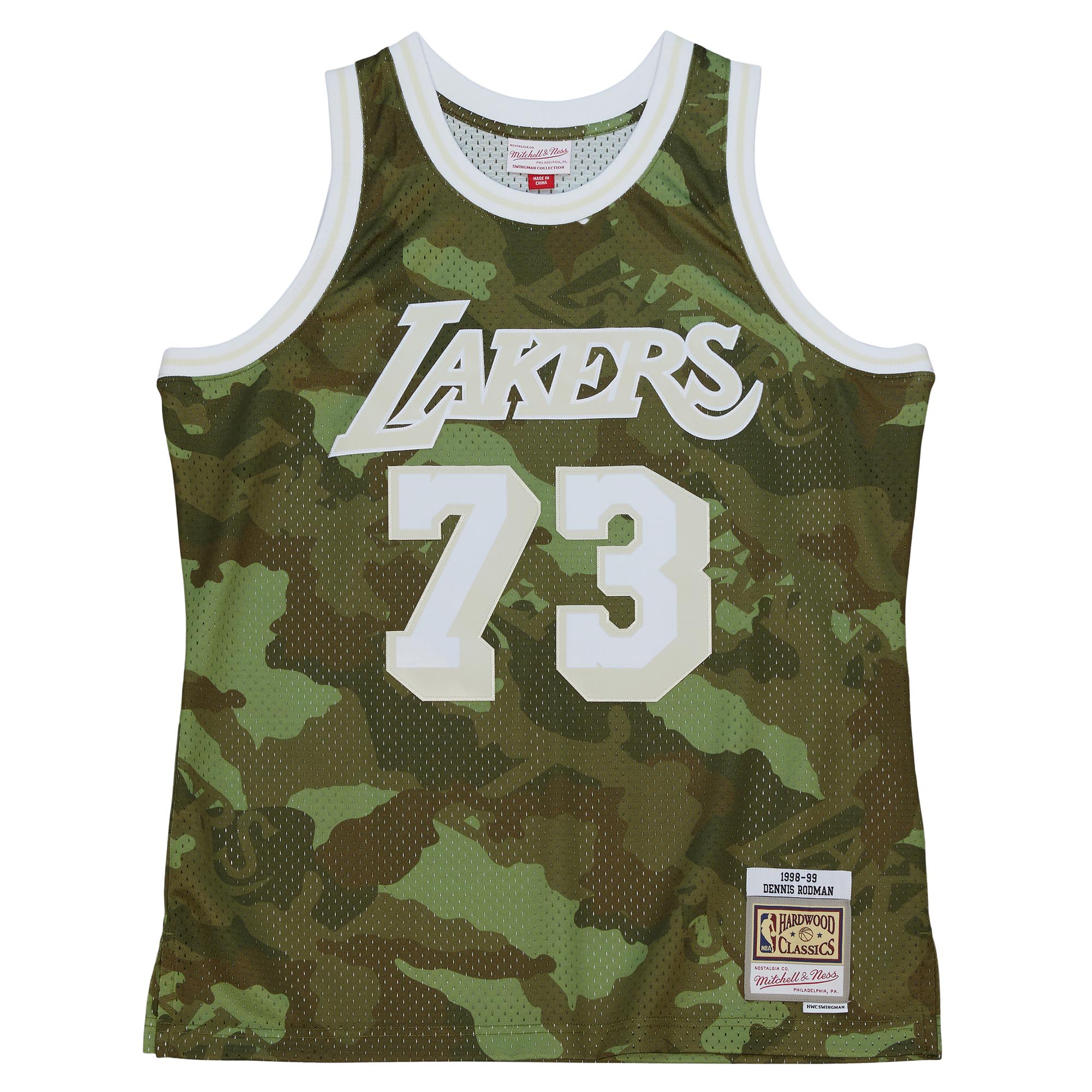 Alternative view of Dennis Rodman Los Angeles Lakers Mitchell & Ness Hardwood Classics 1998/99 Ghost Green Swingman Jersey - Camo
