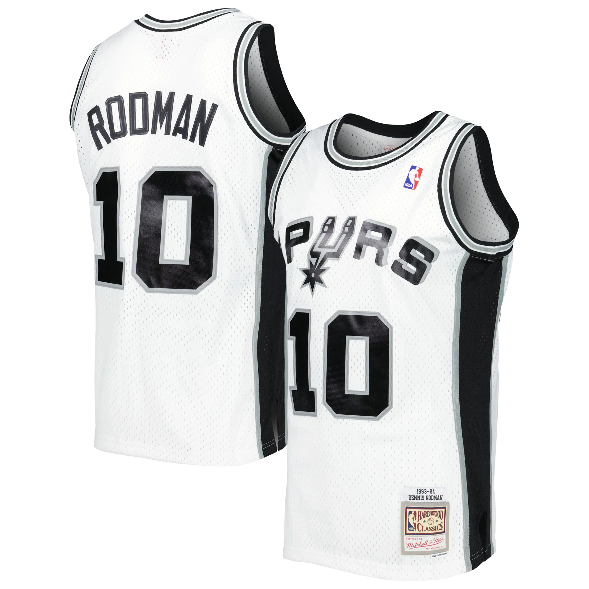 Alternative view of Dennis Rodman San Antonio Spurs Mitchell & Ness 2001/02 Hardwood Classics Swingman Jersey – White