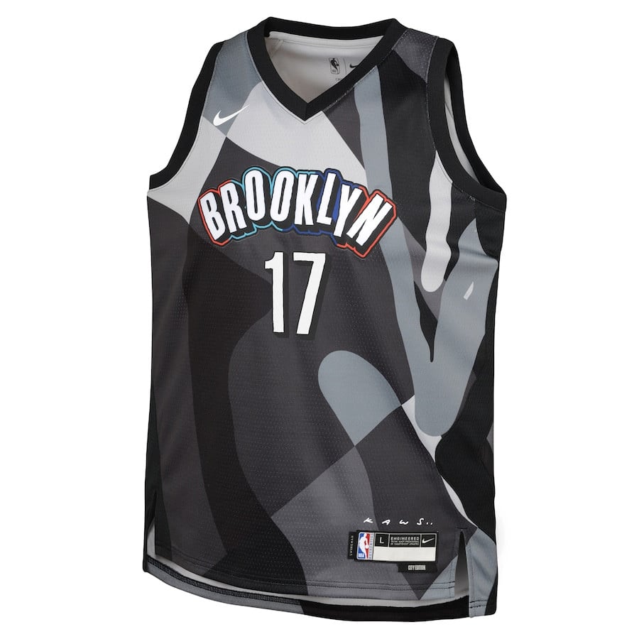Alternative view of Dennis Schroder 17 Brooklyn Nets 2024/25 Swingman Player YOUTH Jersey - City Edition - Gray - JS149 