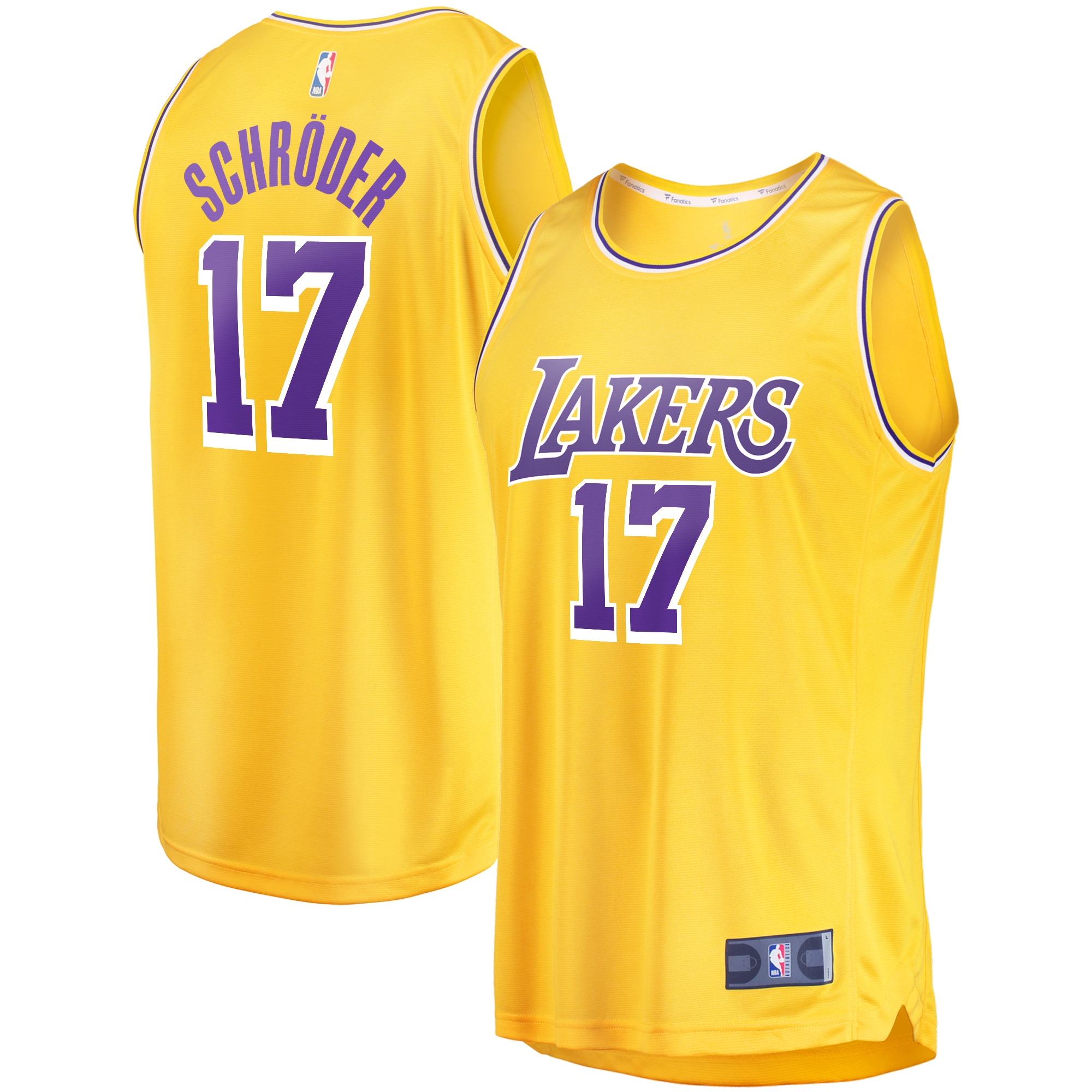 Alternative view of Dennis Schroder Los Angeles Lakers Fanatics Branded Fast Break Player Jersey - Icon Edition - Gold