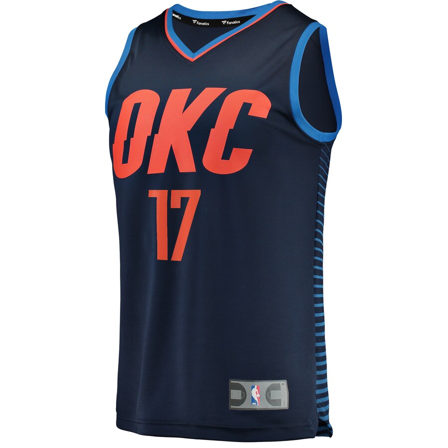 Alternative view of Dennis Schroder Oklahoma City Thunder Fanatics Branded Fast Break Player Jersey – Statement Edition – Navy