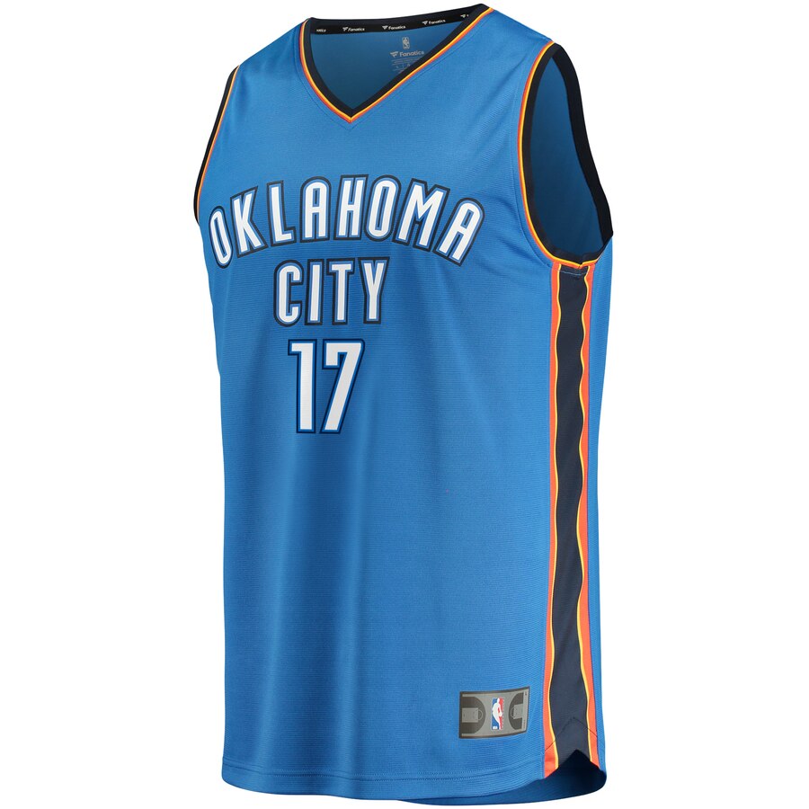 Alternative view of Dennis Schroder Oklahoma City Thunder Fanatics Branded Fast Break Replica Jersey - Icon Edition - Blue