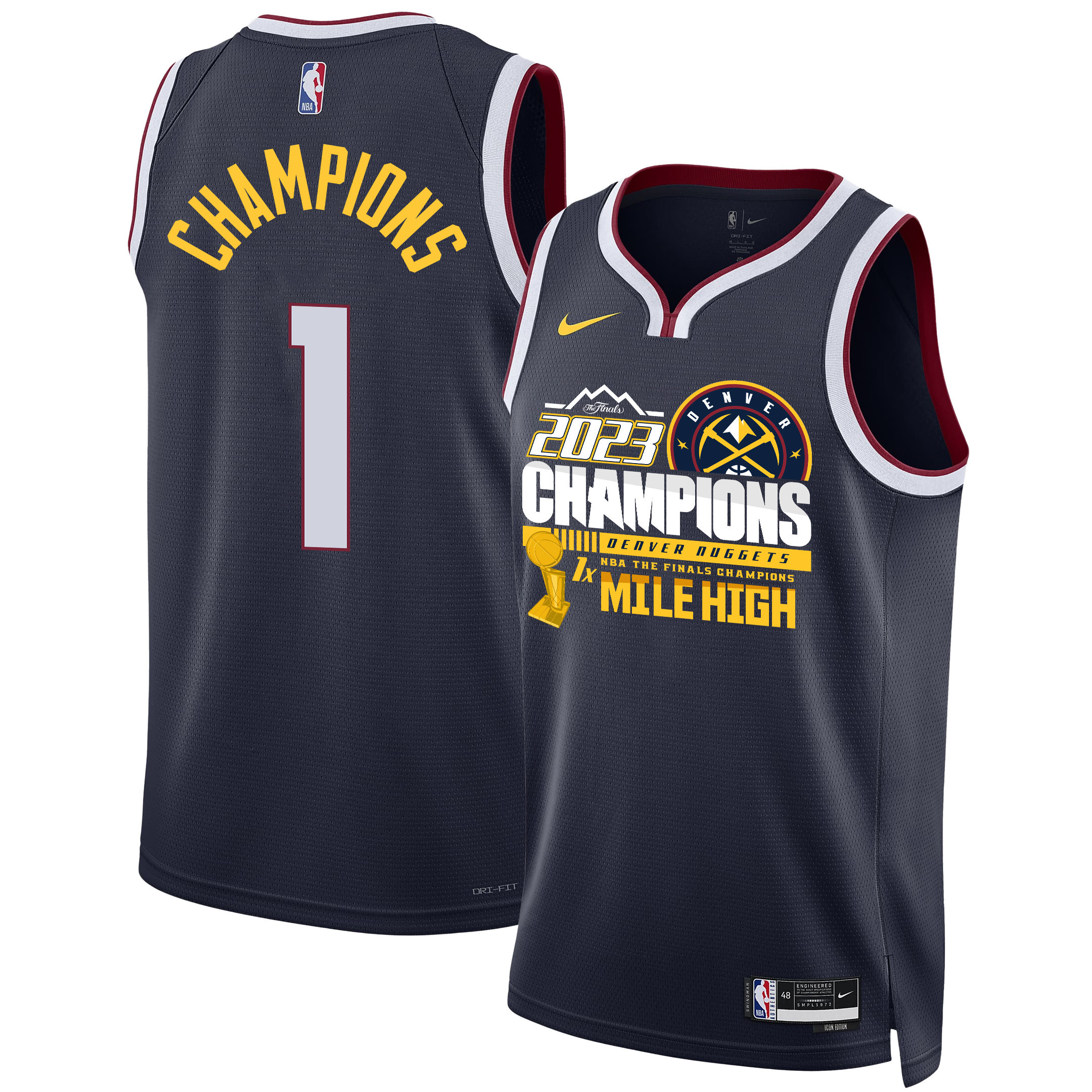 Denver Nuggets 1st Mile High Champions The Finals 2023 Swingman Jersey - Black - JS991 