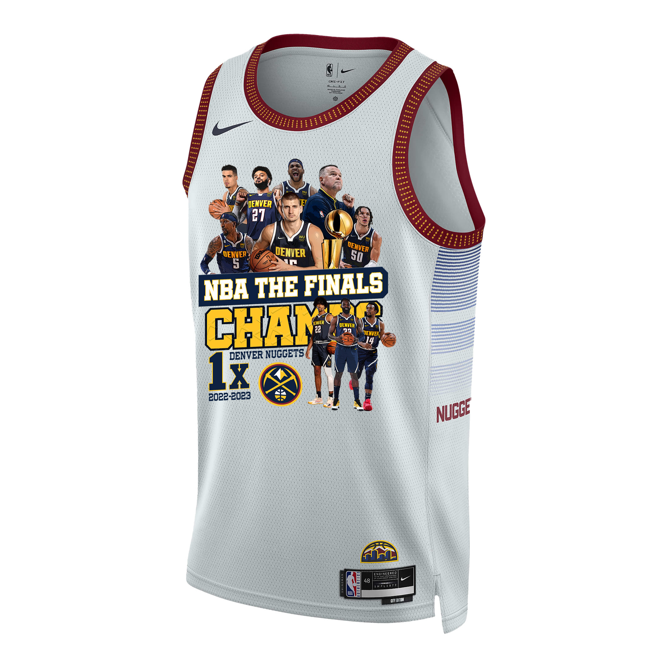 Alternative view of Denver Nuggets 1st NBA The Final Champions 2023 Swingman Jersey - White - JS712 