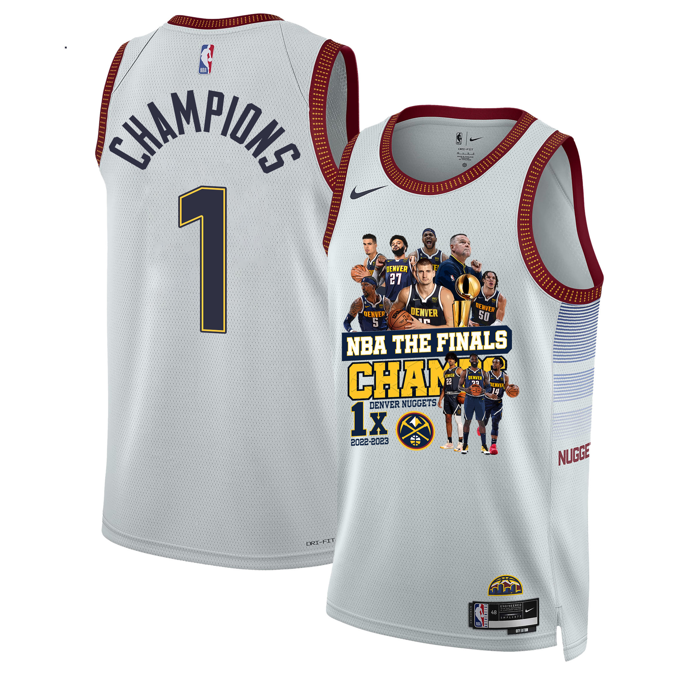 Denver Nuggets 1st NBA The Final Champions 2023 Swingman Jersey - White - JS712 