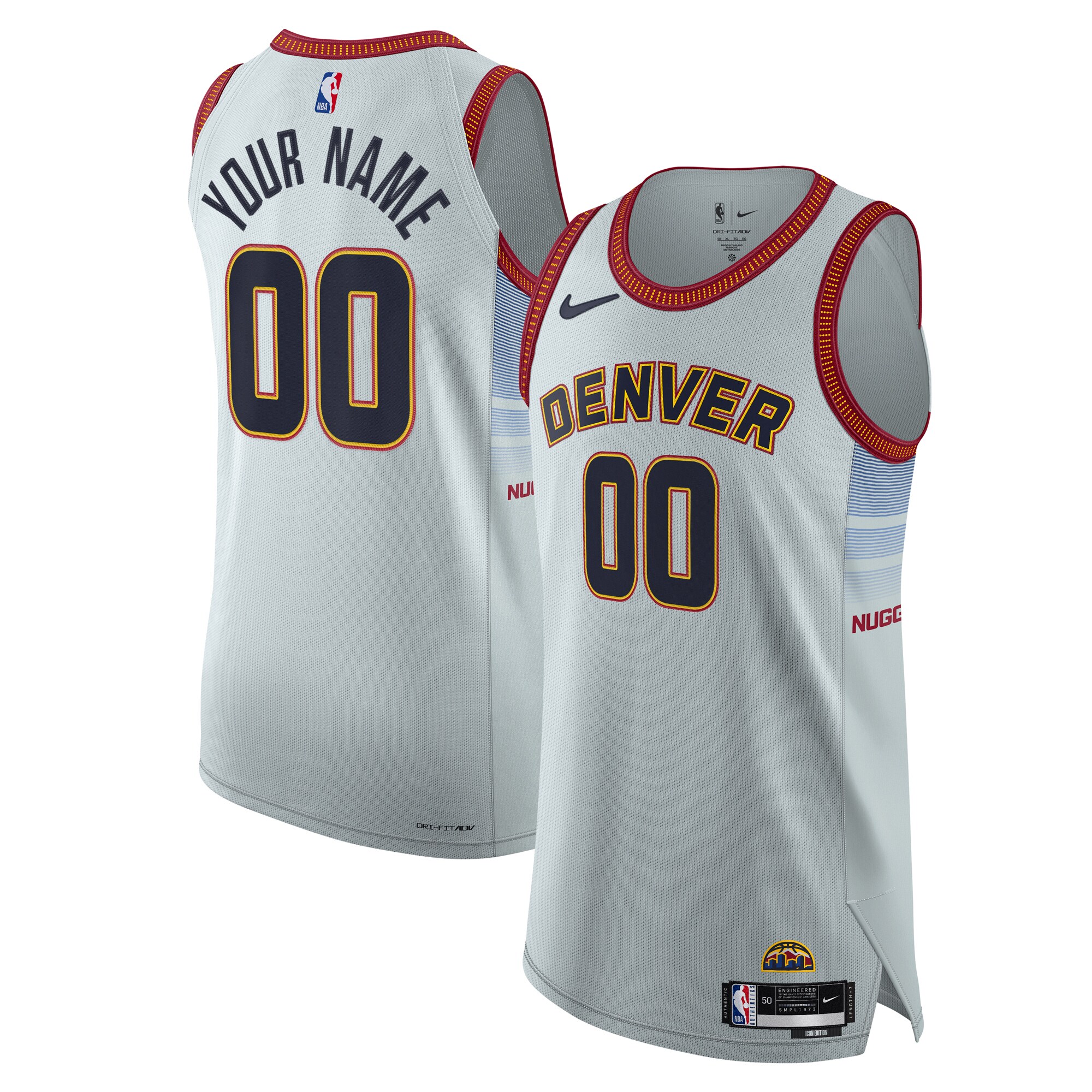 Alternative view of Denver Nuggets 2022/23 Authentic Jersey - City Edition - Silver