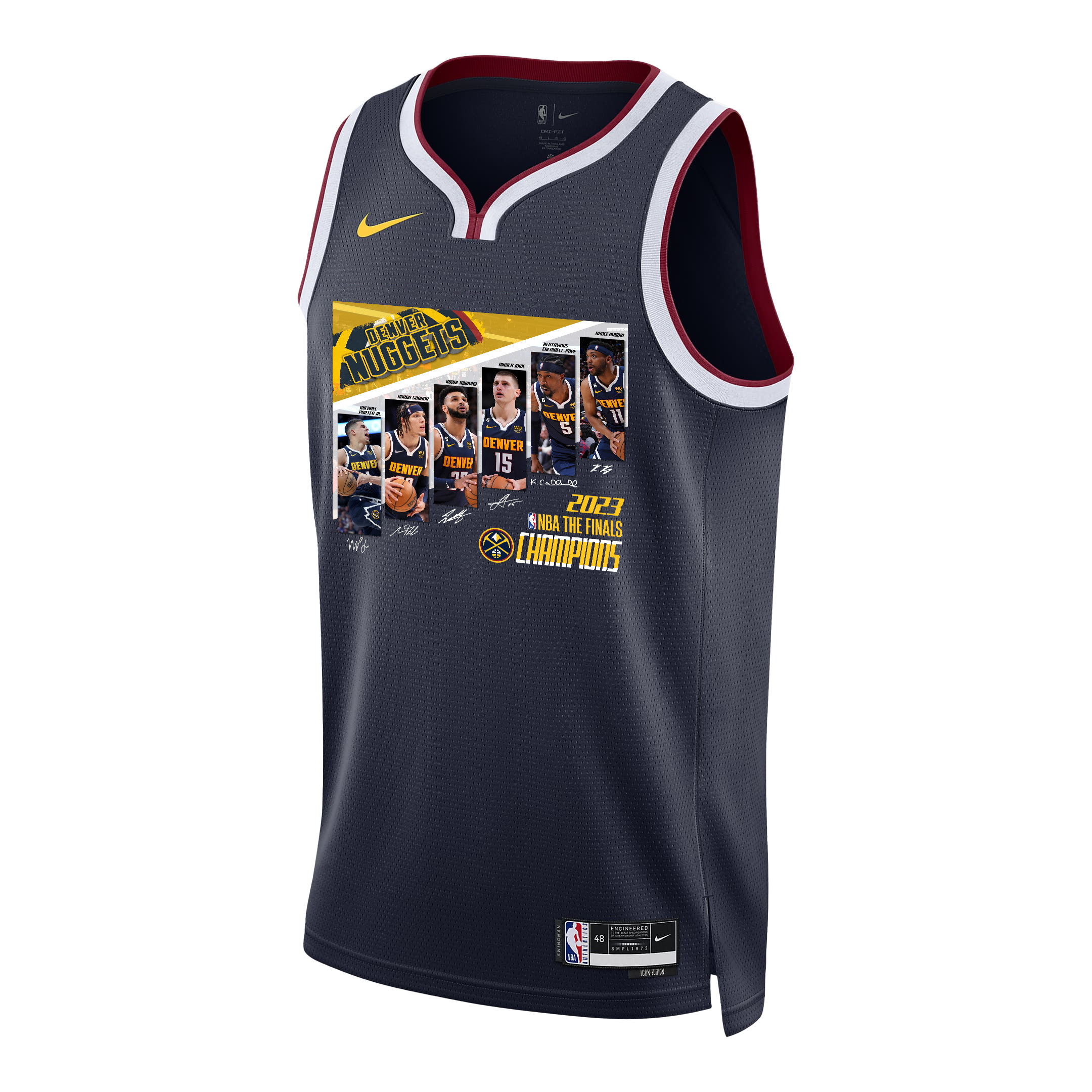 Alternative view of Denver Nuggets 2023 Championship Journey Players Signatures Swingman Jersey - Black - JS498 