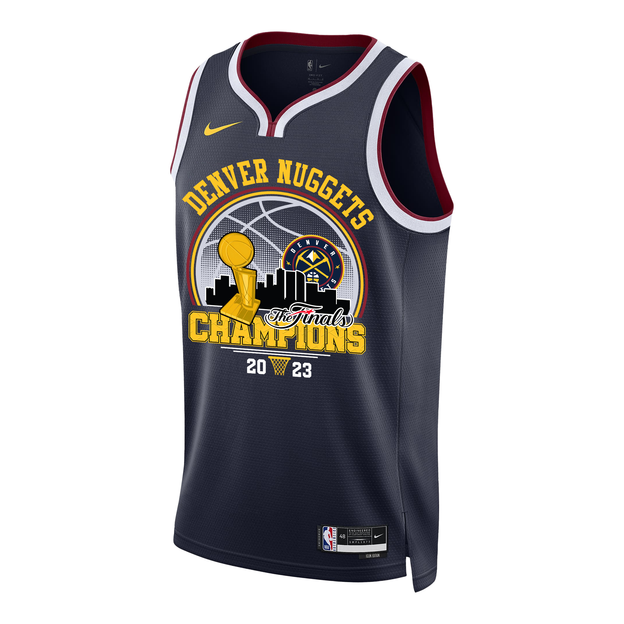 Alternative view of Denver Nuggets 2023 The Final Champions Swingman Jersey Golden Triumph - Black - JS672 