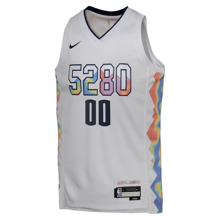 Alternative view of Denver Nuggets 2024/25 Swingman Custom YOUTH Jersey - City Edition - White - JS531 