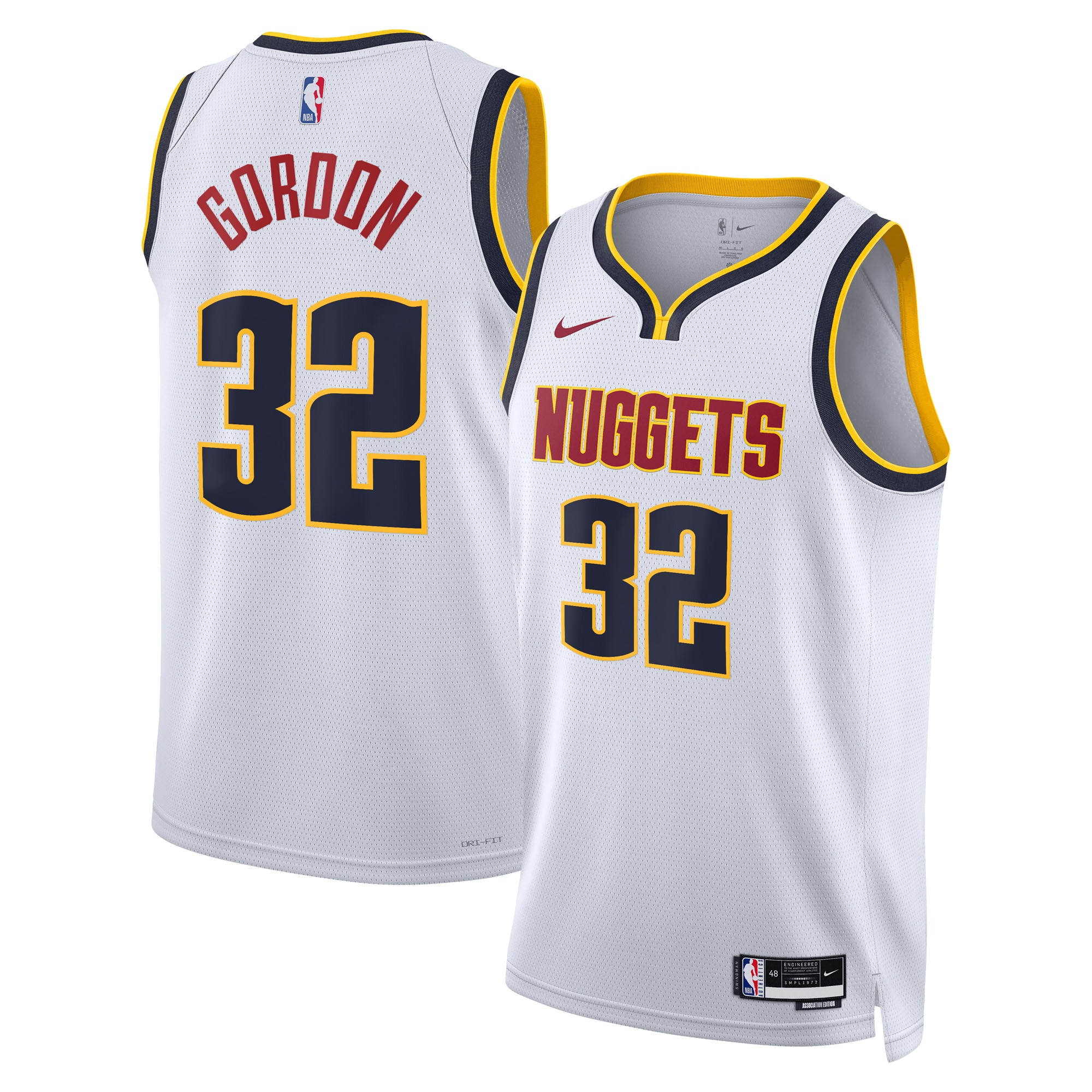Denver Nuggets Association Edition Swingman Jersey - White - Aaron Gordon - Unisex - JS956 