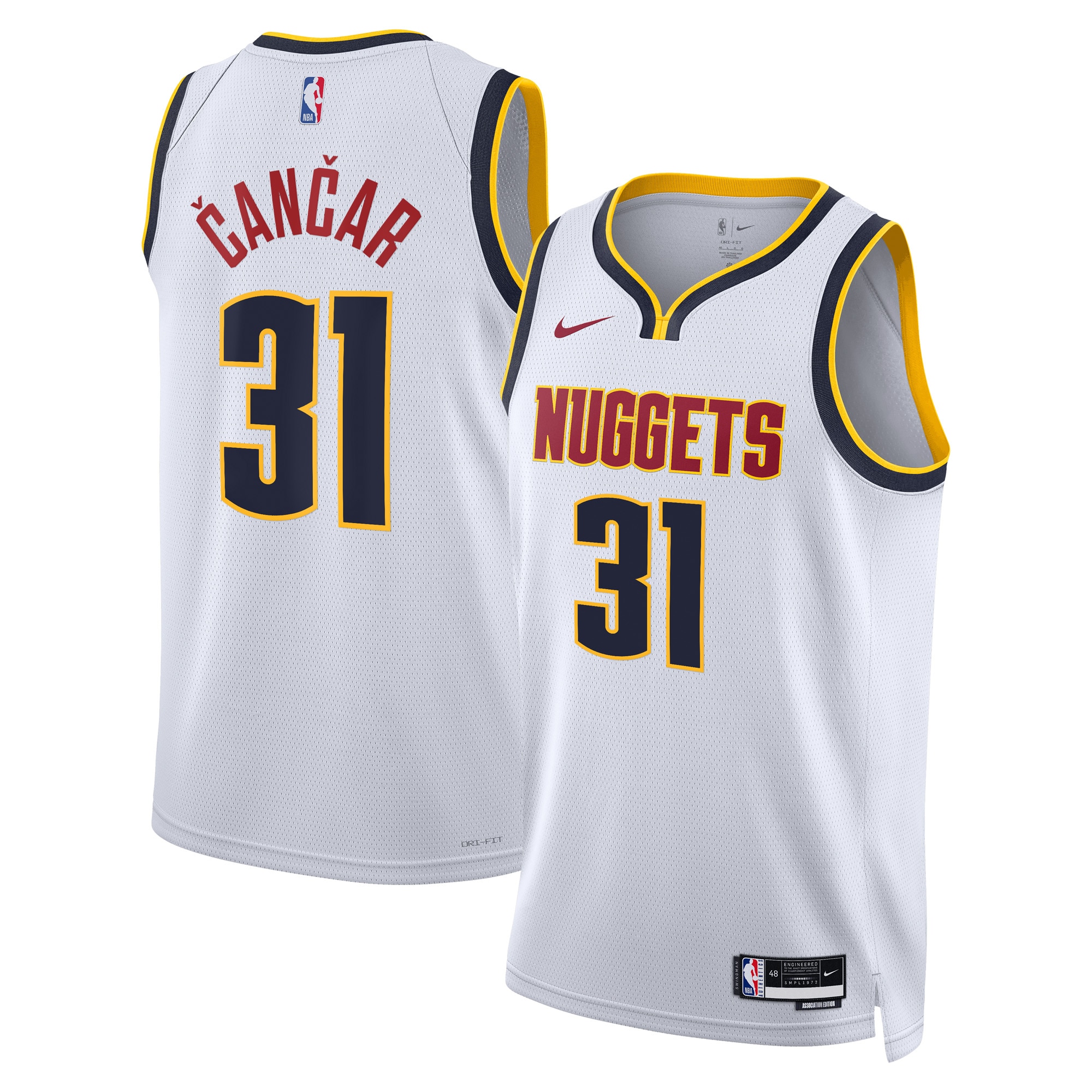 Denver Nuggets Association Edition Swingman Jersey - White - Vlatko Čančar - Unisex - JS206 