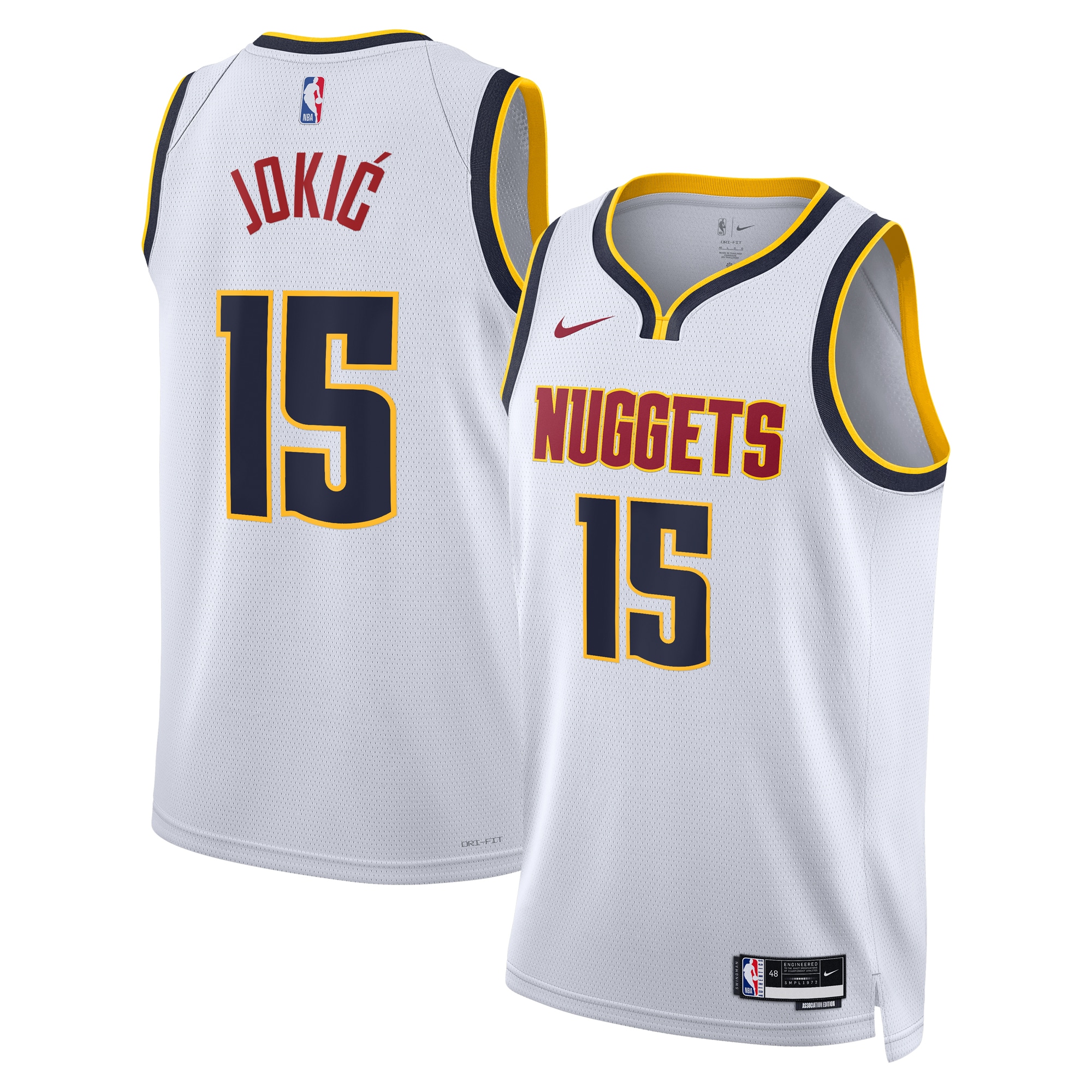 Denver Nuggets Association Swingman Jersey - White - Nikola Jokić - Youth - JS542 