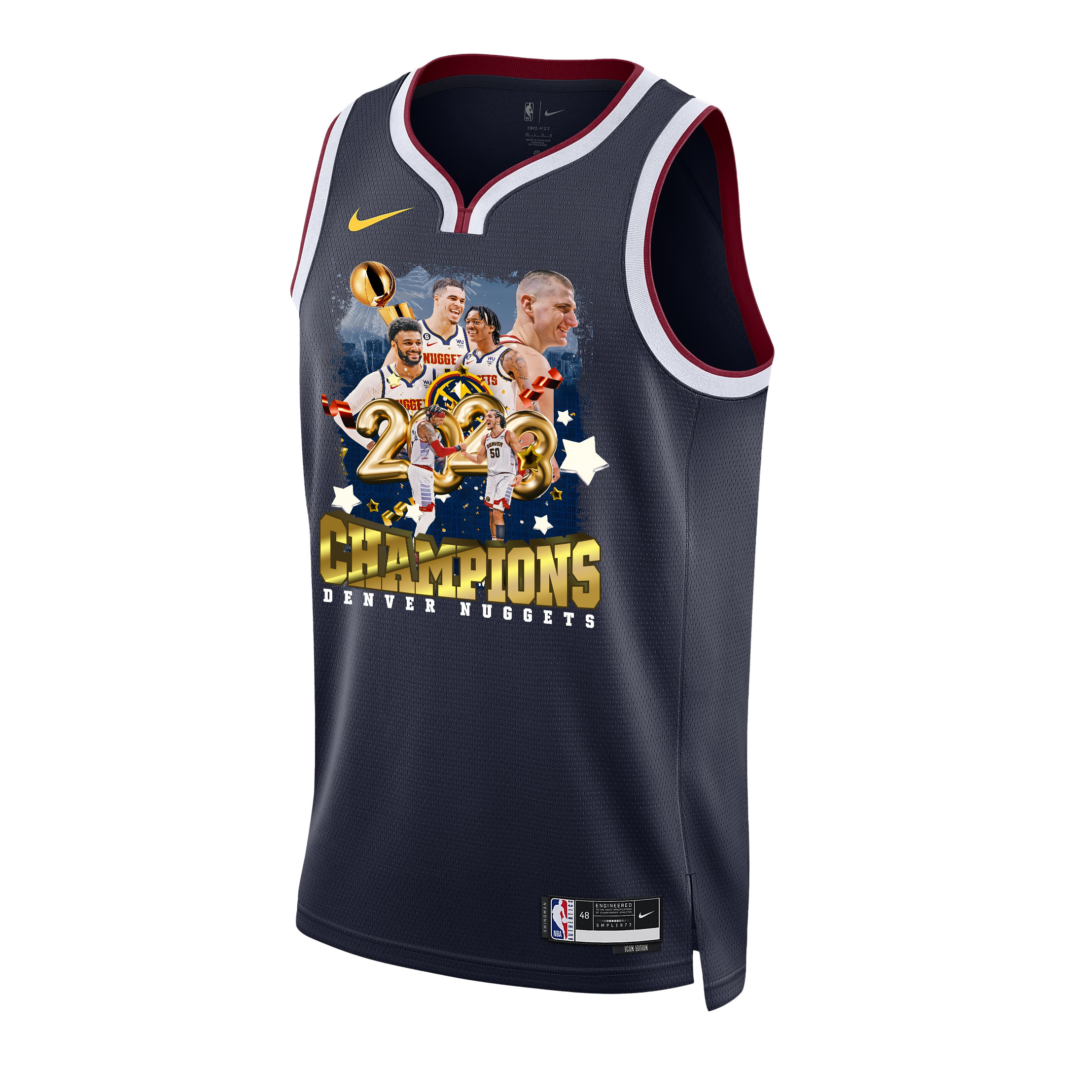 Alternative view of Denver Nuggets Celebrating 2023 Championship Victory Swingman Jersey - Black - JS860 