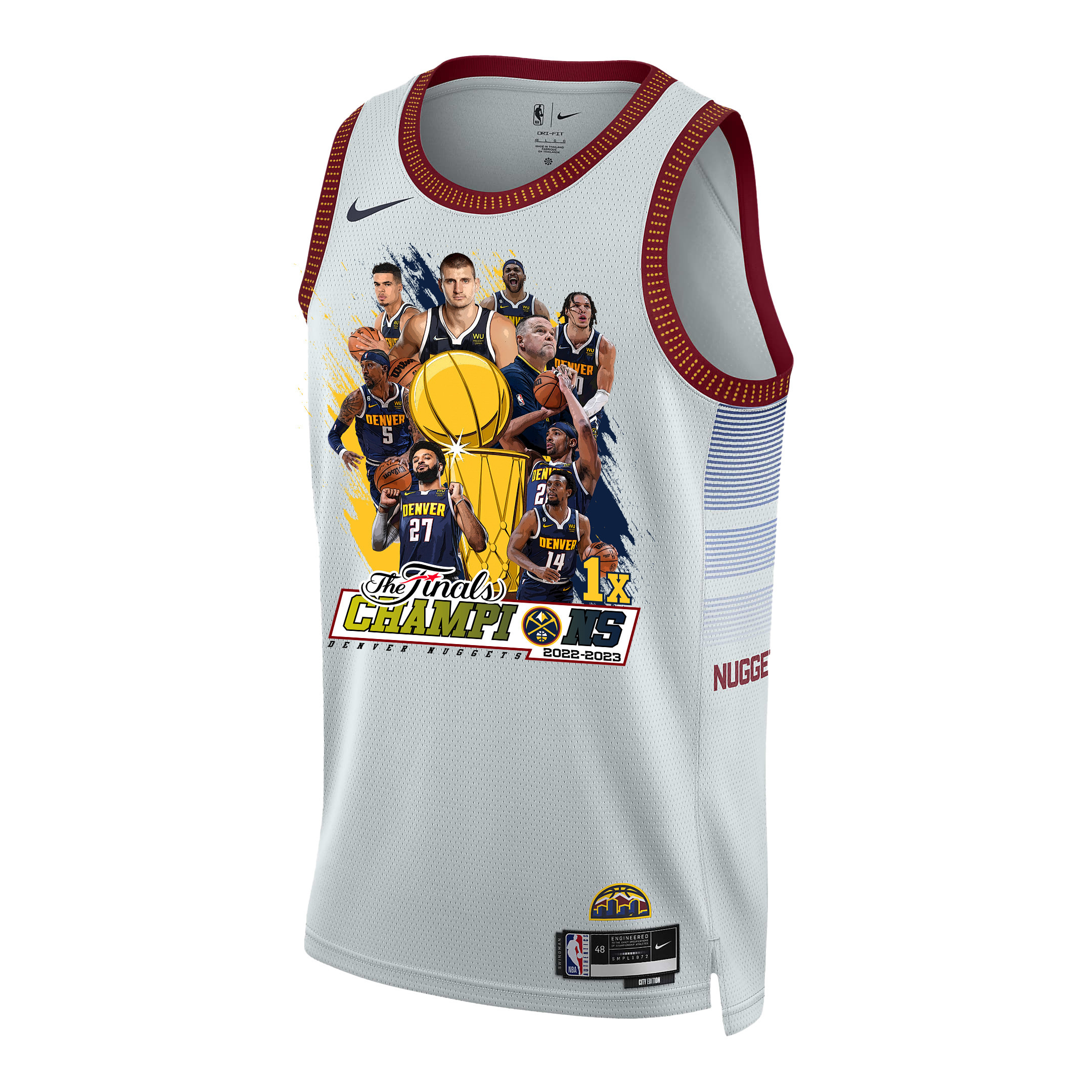 Alternative view of Denver Nuggets Celebrating The 2023 Champions Swingman Jersey - White - JS242 