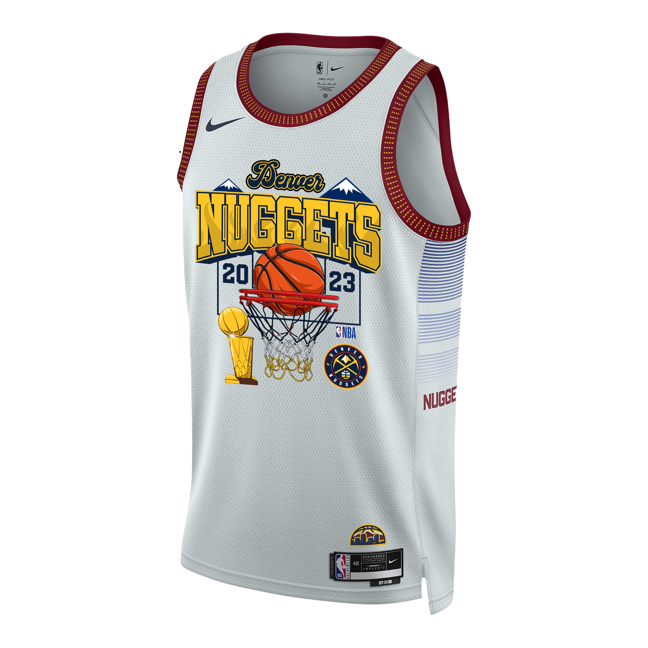 Alternative view of Denver Nuggets Champions 2023 Swingman Jersey Golden Legacy - White - JS464 