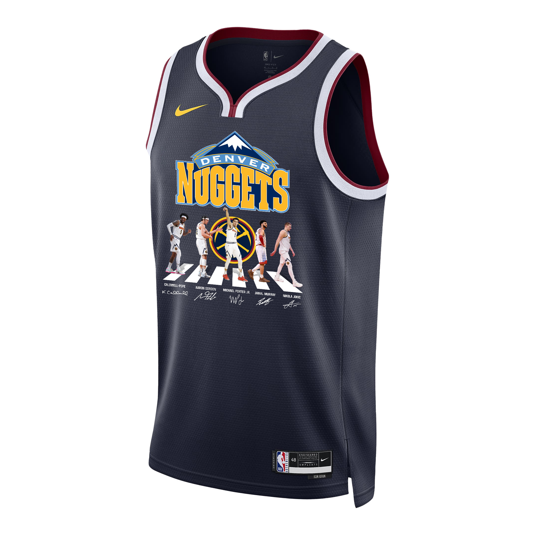Alternative view of Denver Nuggets Congrats 2023 NBA Championship Signatures Swingman Jersey - Black - JS431 