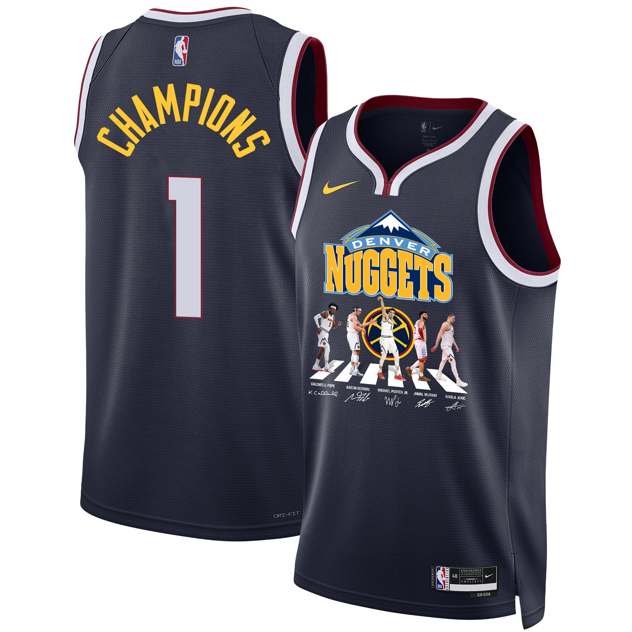 Denver Nuggets Congrats 2023 NBA Championship Signatures Swingman Jersey - Black - JS431 