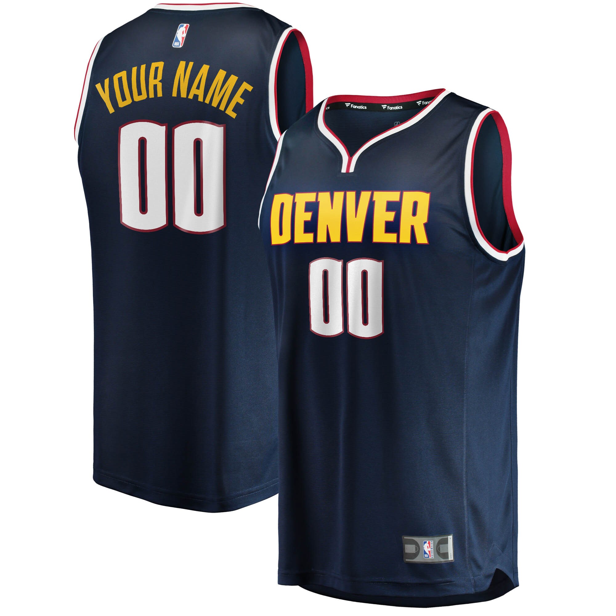 Denver Nuggets Fanatics Youth Fast Break Custom Replica Jersey Navy - Icon Edition