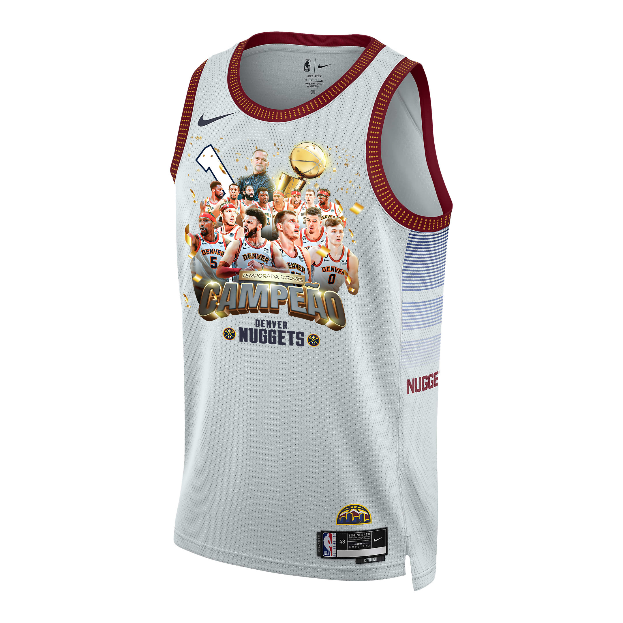 Alternative view of Denver Nuggets Journey To 1st Championship 2023 NBA The Finals Swingman Jersey - White - JS683 