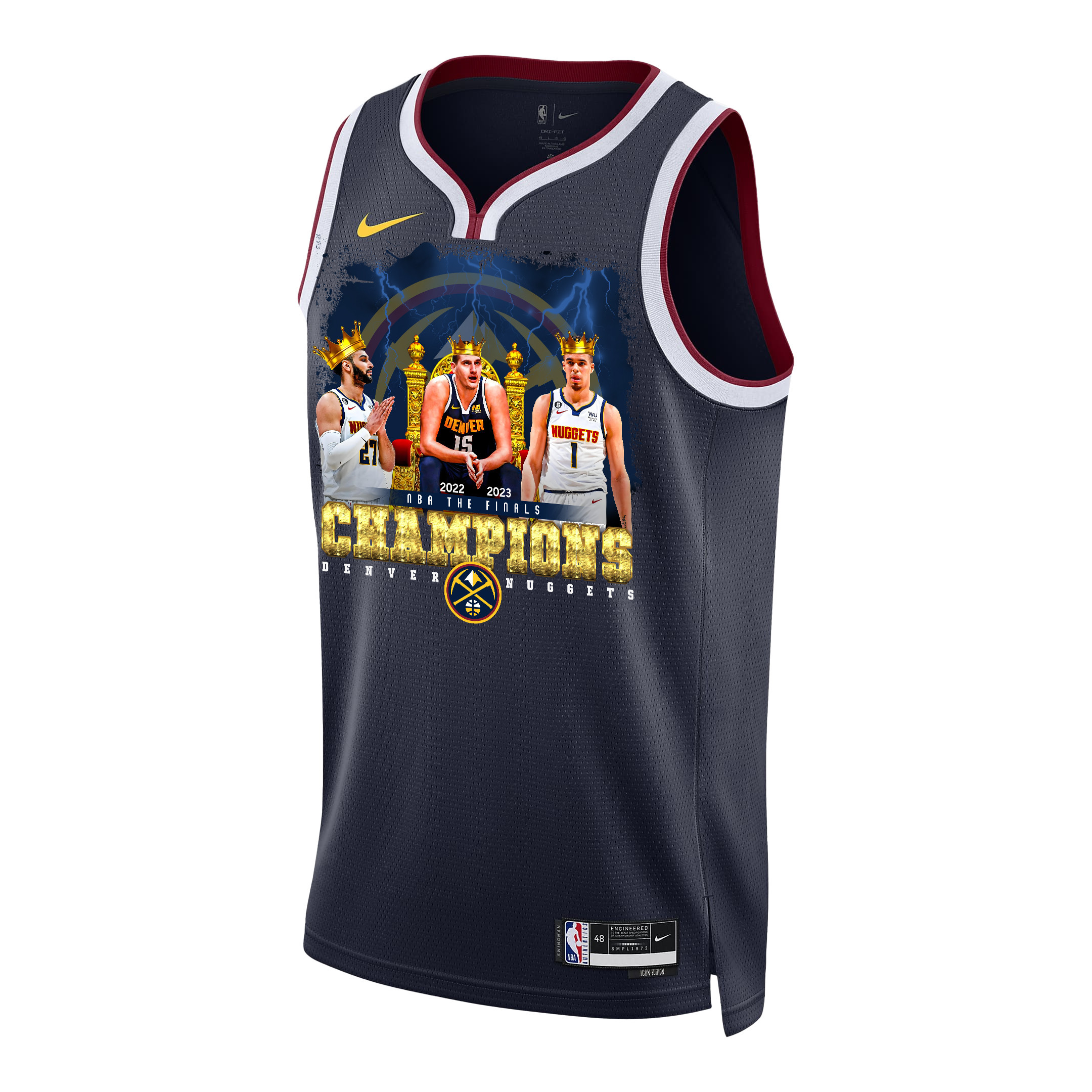 Alternative view of Denver Nuggets King's Players Of 2023 NBA Champions Swingman Jersey - Black - JS964 