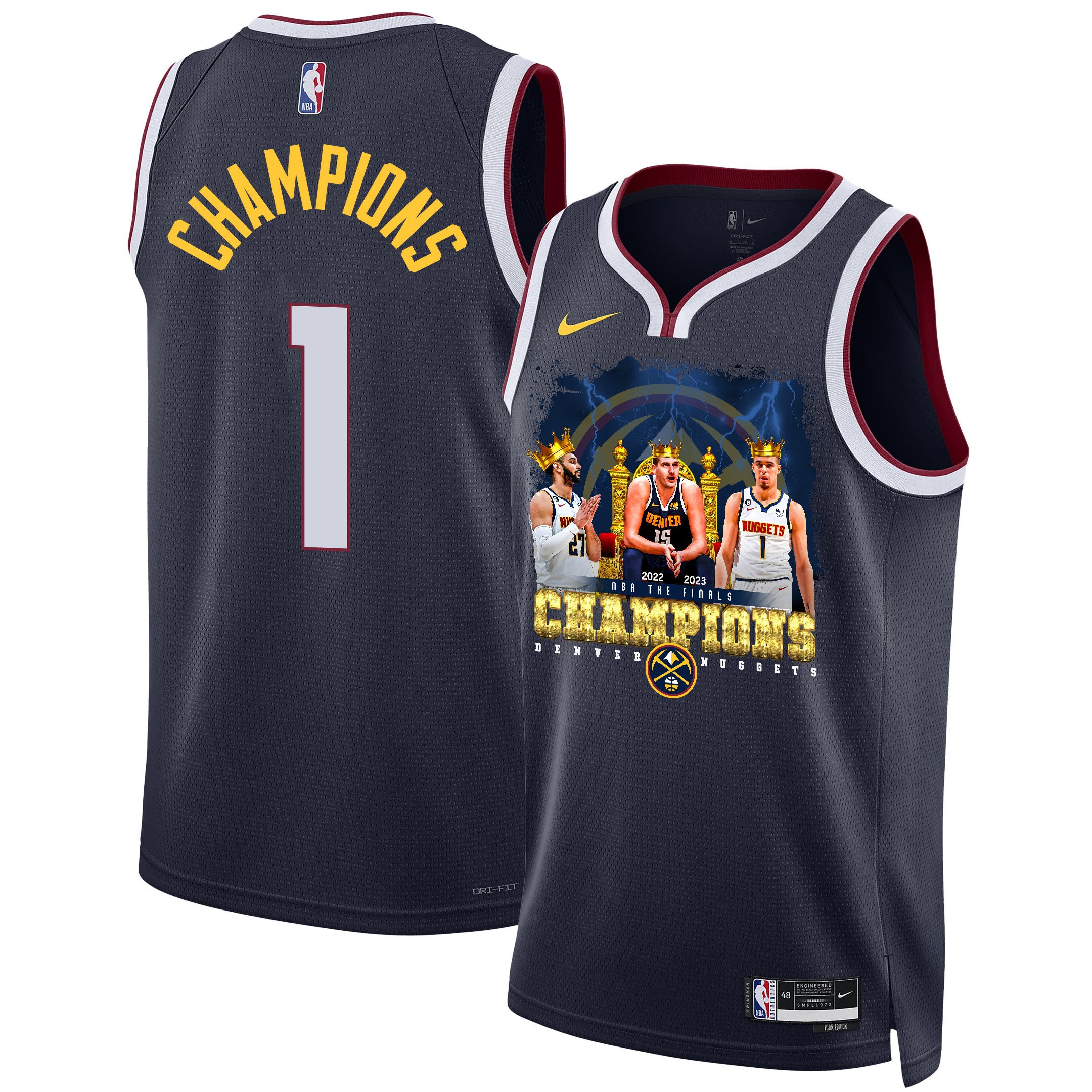 Denver Nuggets King's Players Of 2023 NBA Champions Swingman Jersey - Black - JS964 