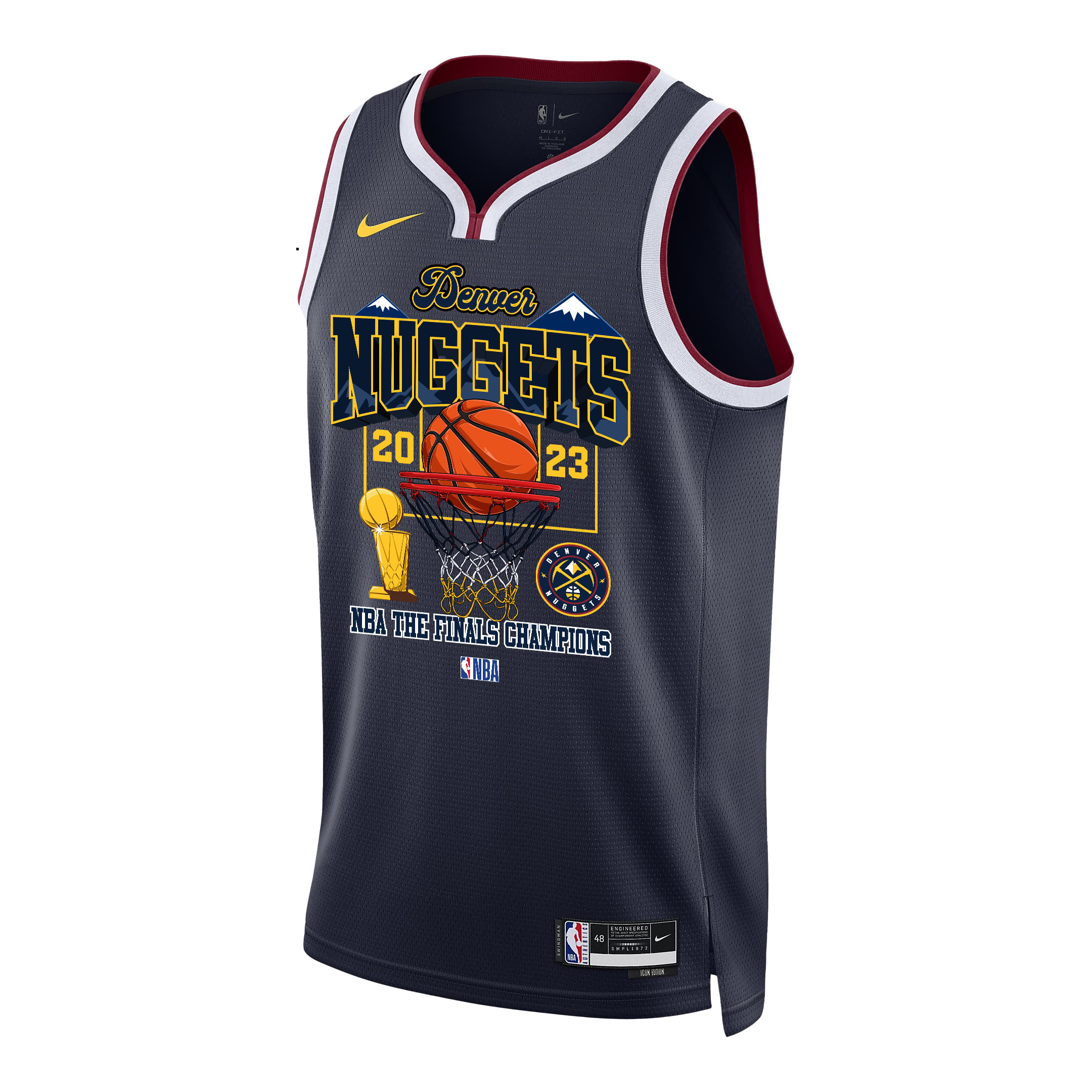 Alternative view of Denver Nuggets Lineup Road To The NBA Final Champions 2023 Swingman Jersey - Black - JS444 