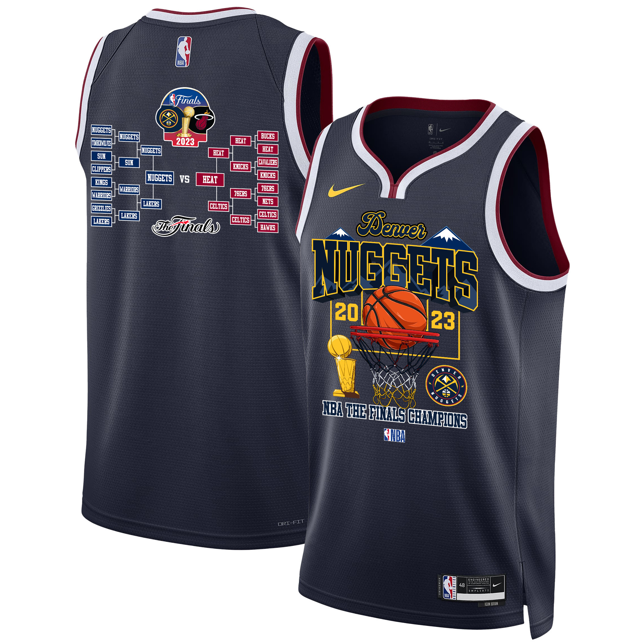 Denver Nuggets Lineup Road To The NBA Final Champions 2023 Swingman Jersey - Black - JS444 