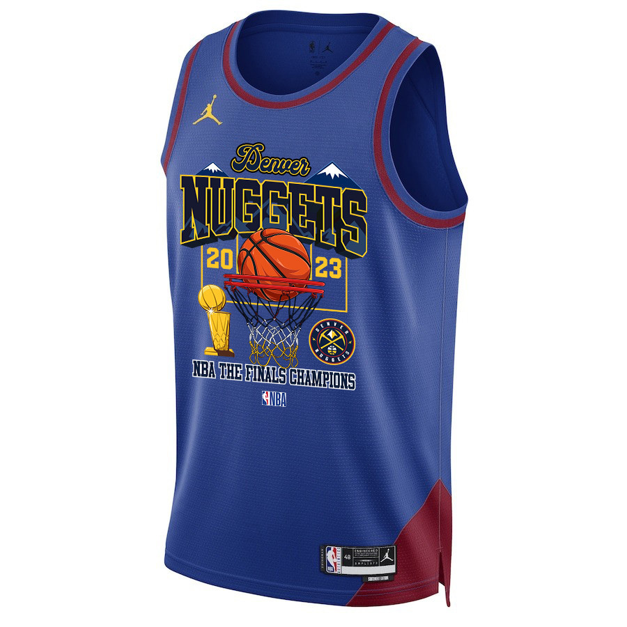 Alternative view of Denver Nuggets Lineup Road To The NBA Final Champions 2023 Swingman Jersey - Blue - JS430 