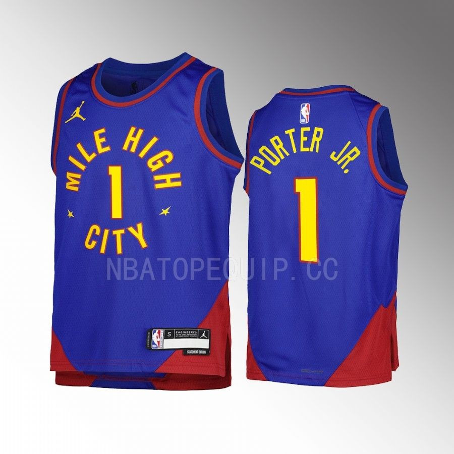 Denver Nuggets Michael Porter Jr. 1 Statement Edition Blue Youth Men Jersey Swingman - JS998 