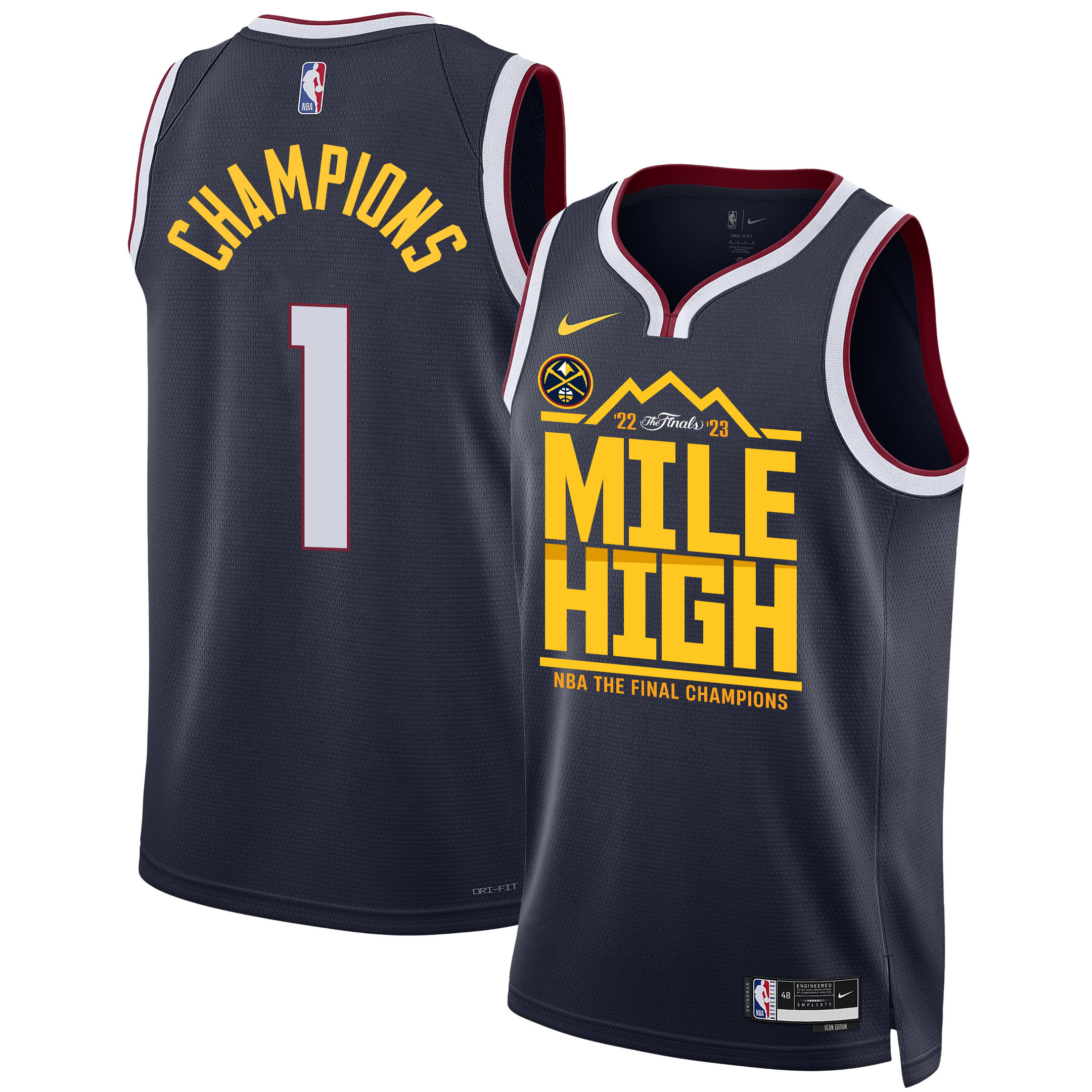 Denver Nuggets Mile High 2023 The Final Champions Golden Legacy Swingman Jersey - Black - JS672 