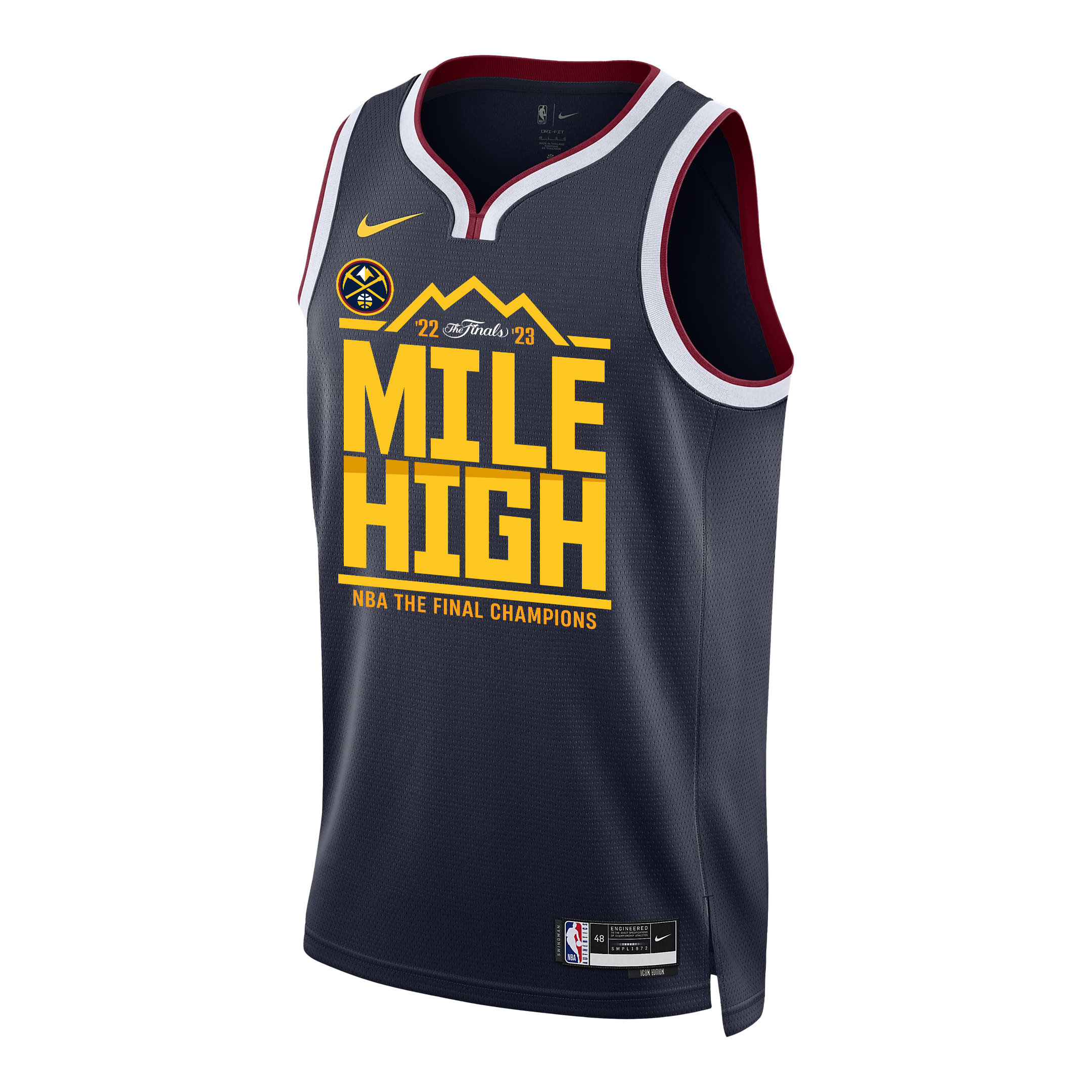 Alternative view of Denver Nuggets Mile High 2023 The Final Champions Golden Legacy Swingman Jersey - Black - JS672 