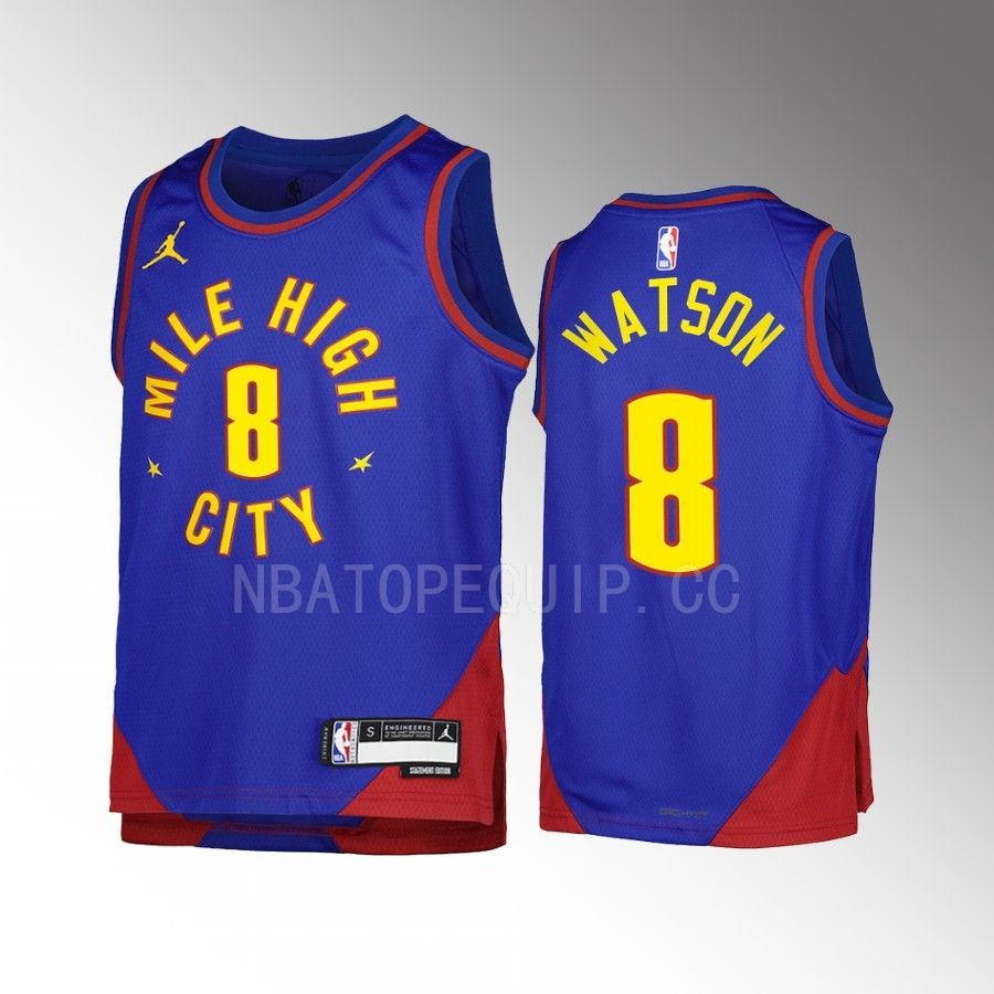 Denver Nuggets Peyton Watson 8 Statement Edition Blue Youth Men Jersey Swingman - JS500 