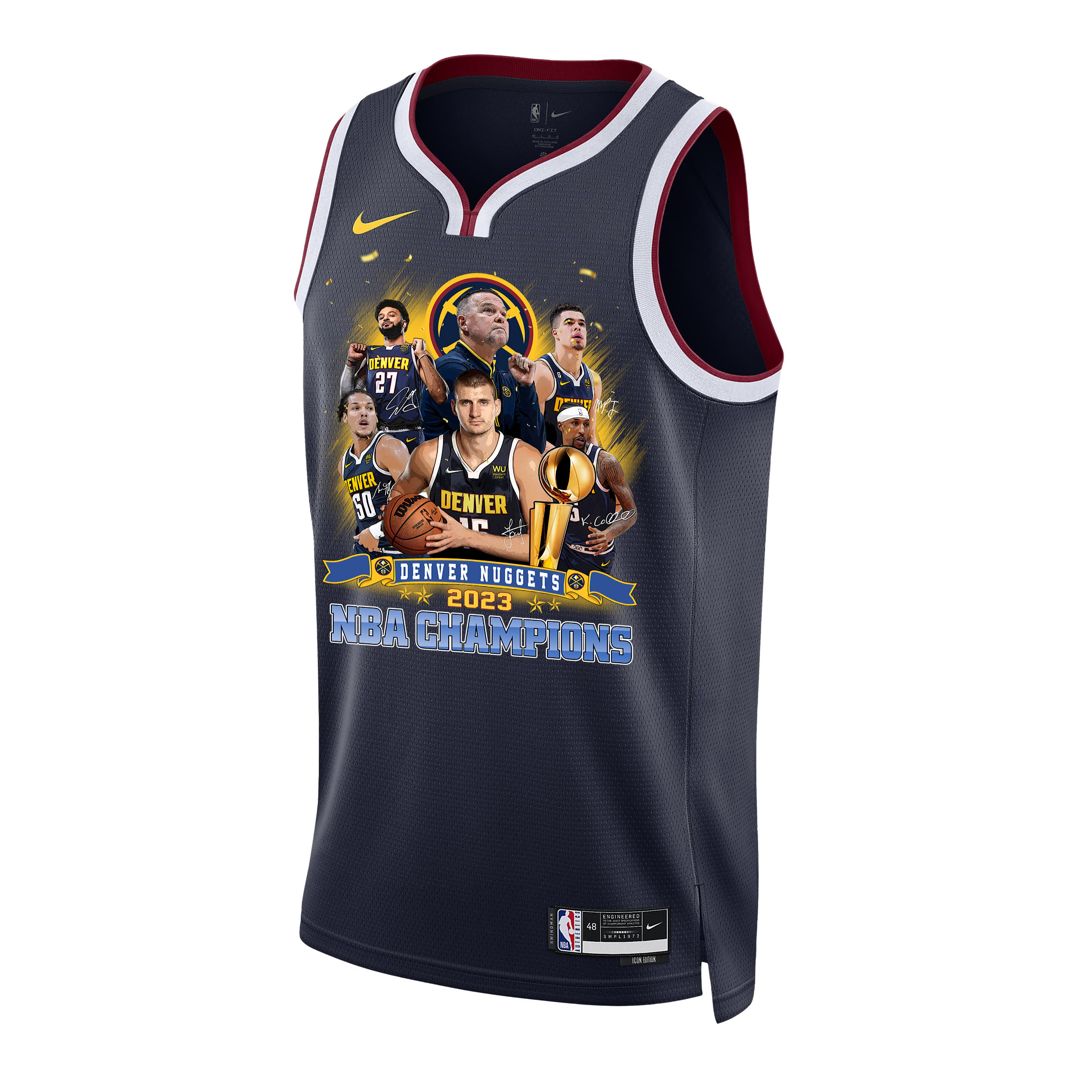 Alternative view of Denver Nuggets The 2023 Champions' Badge Swingman Jersey - Black - JS698 