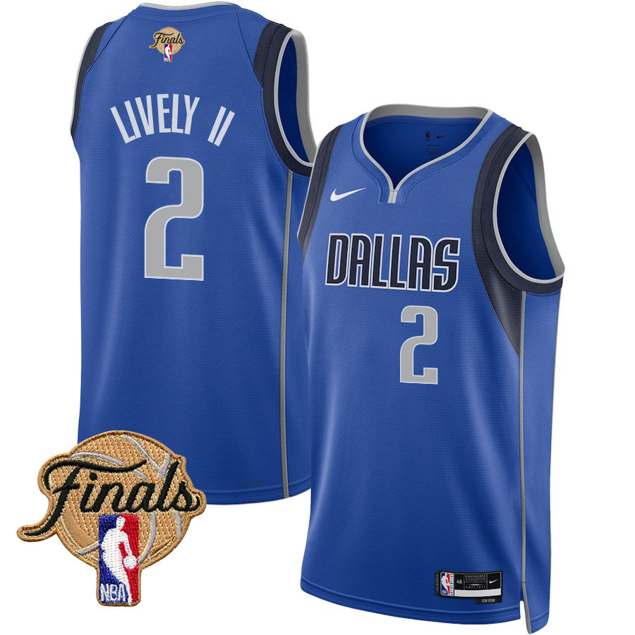 Dereck Lively II 2 Dallas Mavericks 2024 FINALS PATCH Swingman Jersey - Icon Edition - Blue - JS314 