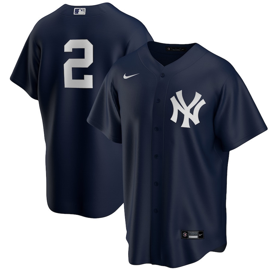Derek Jeter 2 New York Yankees Alternate Men Jersey - Navy 