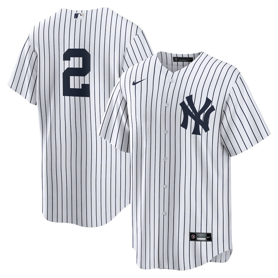 Derek Jeter 2 New York Yankees Home Limited Jersey - Men White 