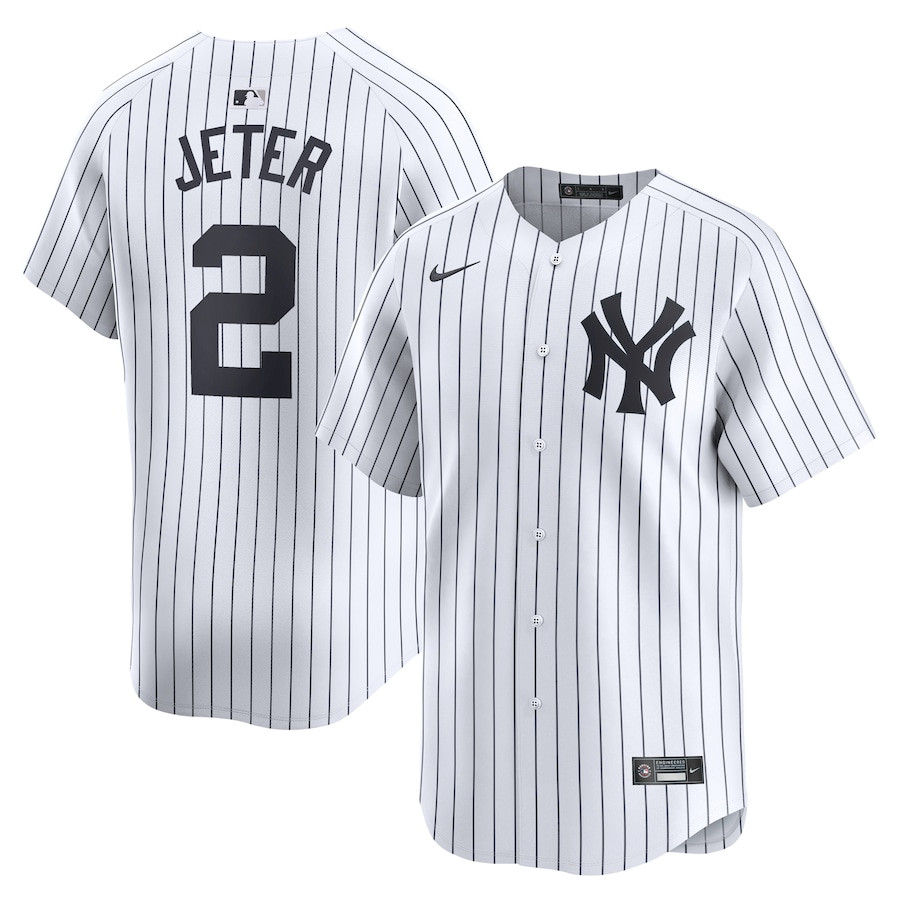 Derek Jeter 2 New York Yankees Home Limited YOUTH Jersey - White 